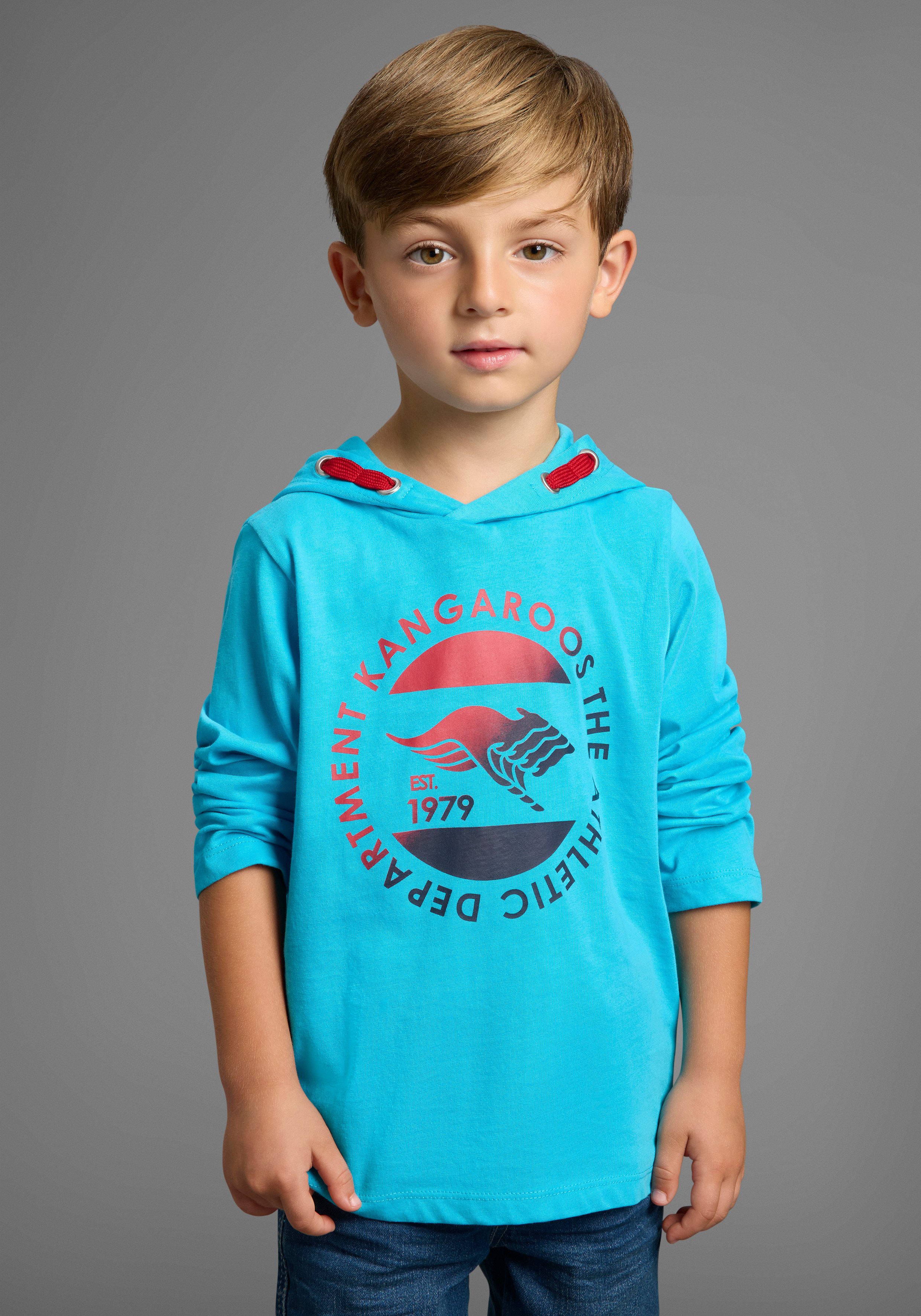 KangaROOS Langarmshirt Shirt für kleine Jungen Kapuzenshirt mit Print