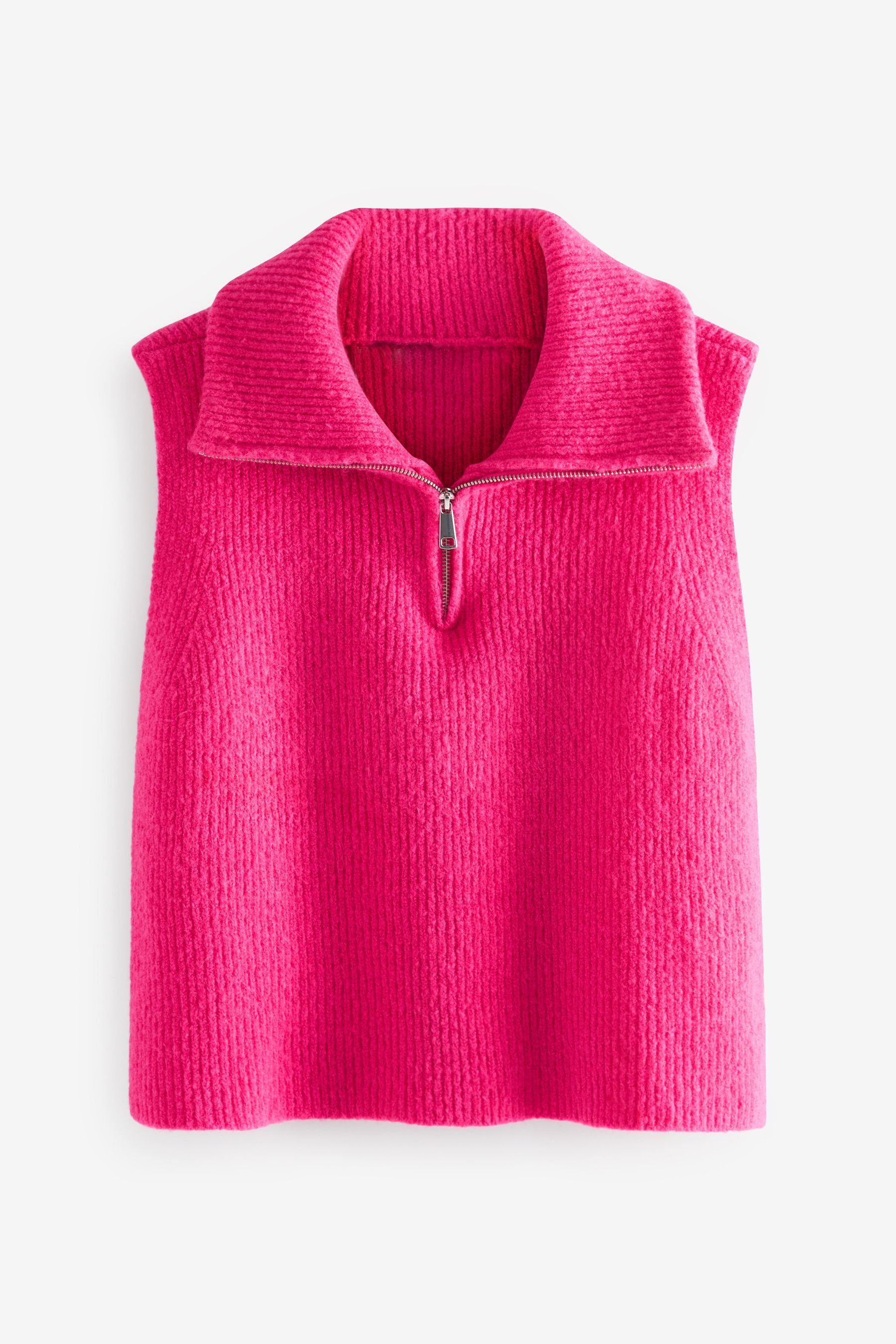 Next Strandshirt Strickponcho mit Trichterkragen (1-tlg) Bright Pink