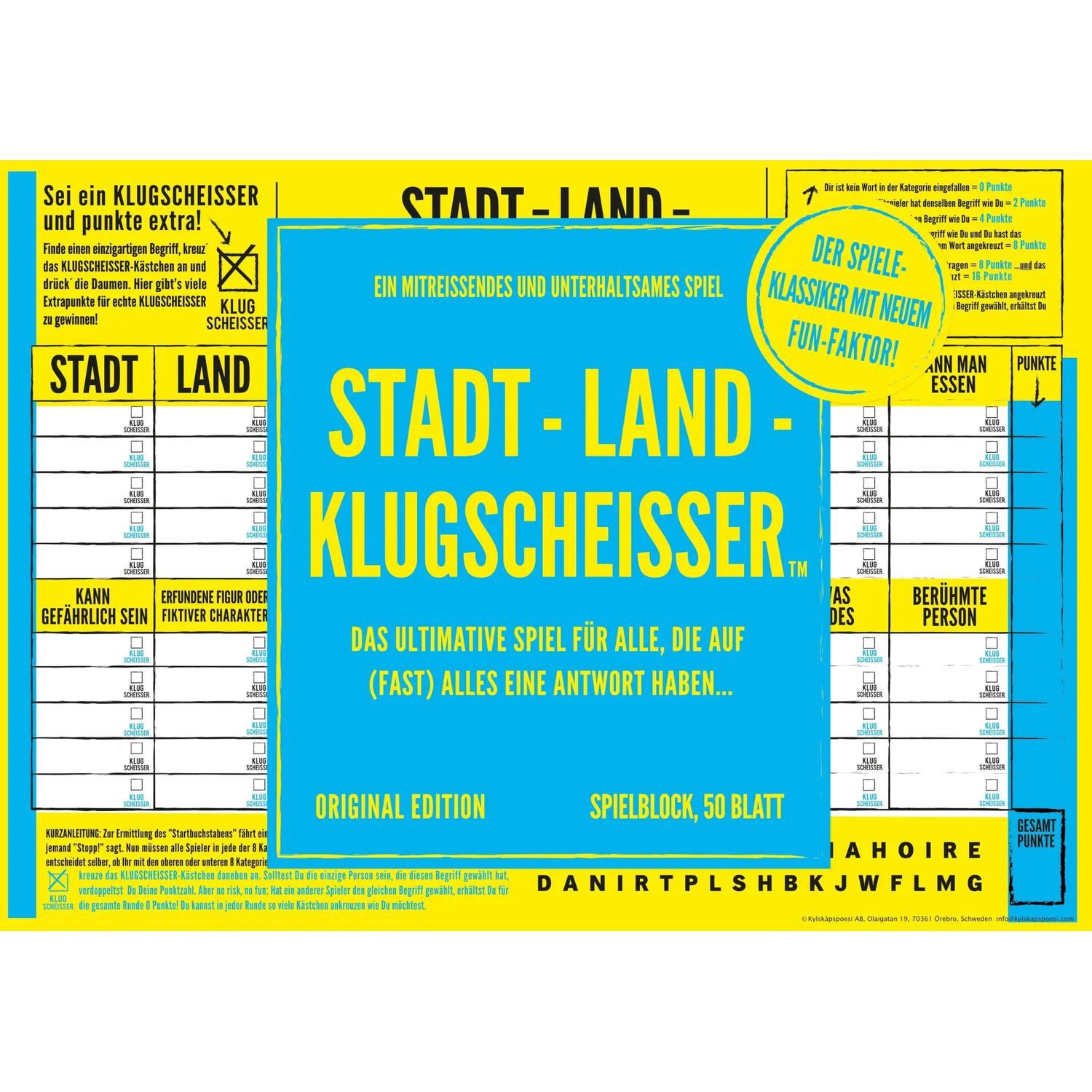 Pegasus Spiele Spiel Stadt-Land-Klugscheißer - Spielblock