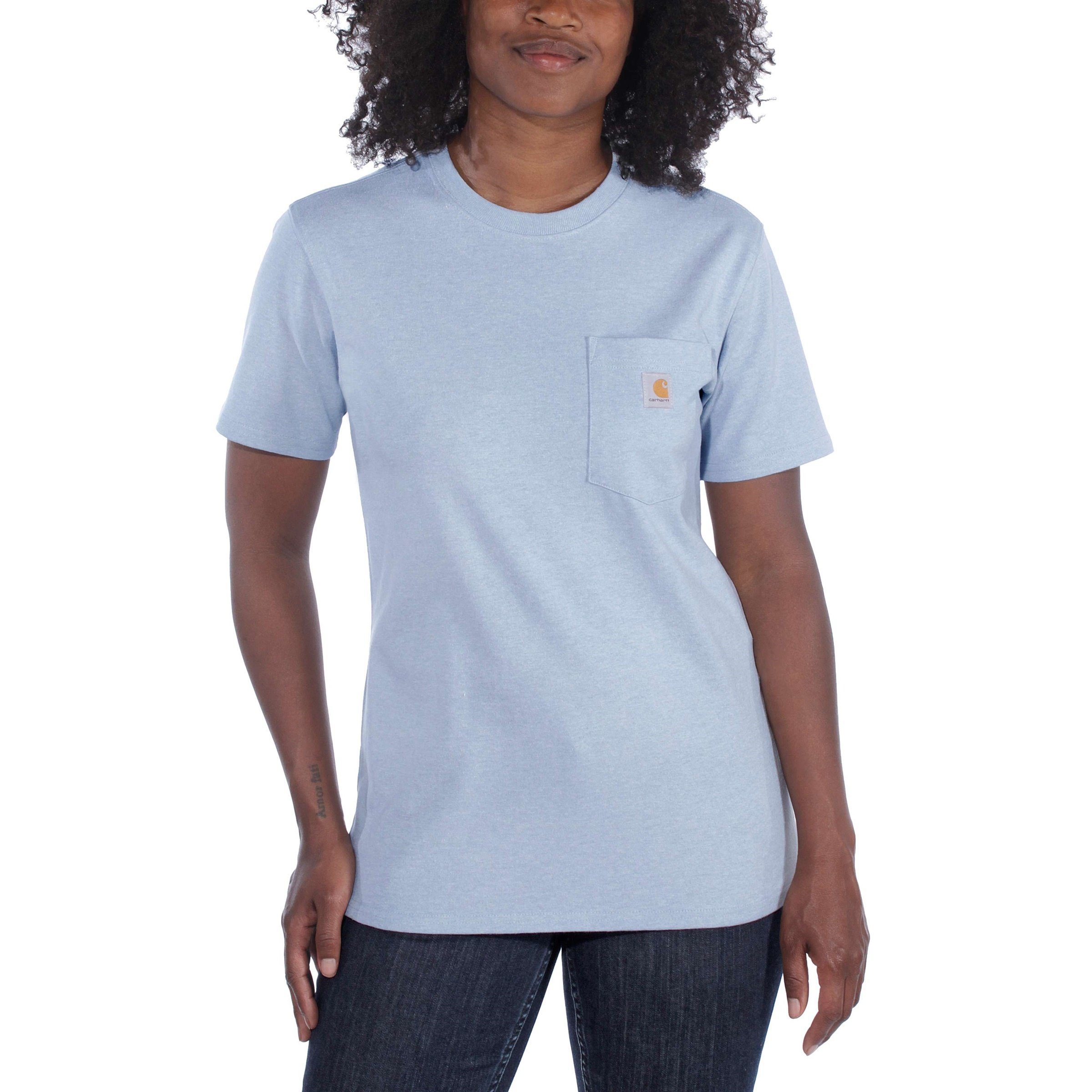 Loose T-Shirt Carhartt Short-Sleeve T-Shirt Heavyweight Fit Carhartt Adult Damen Pocket grey heather