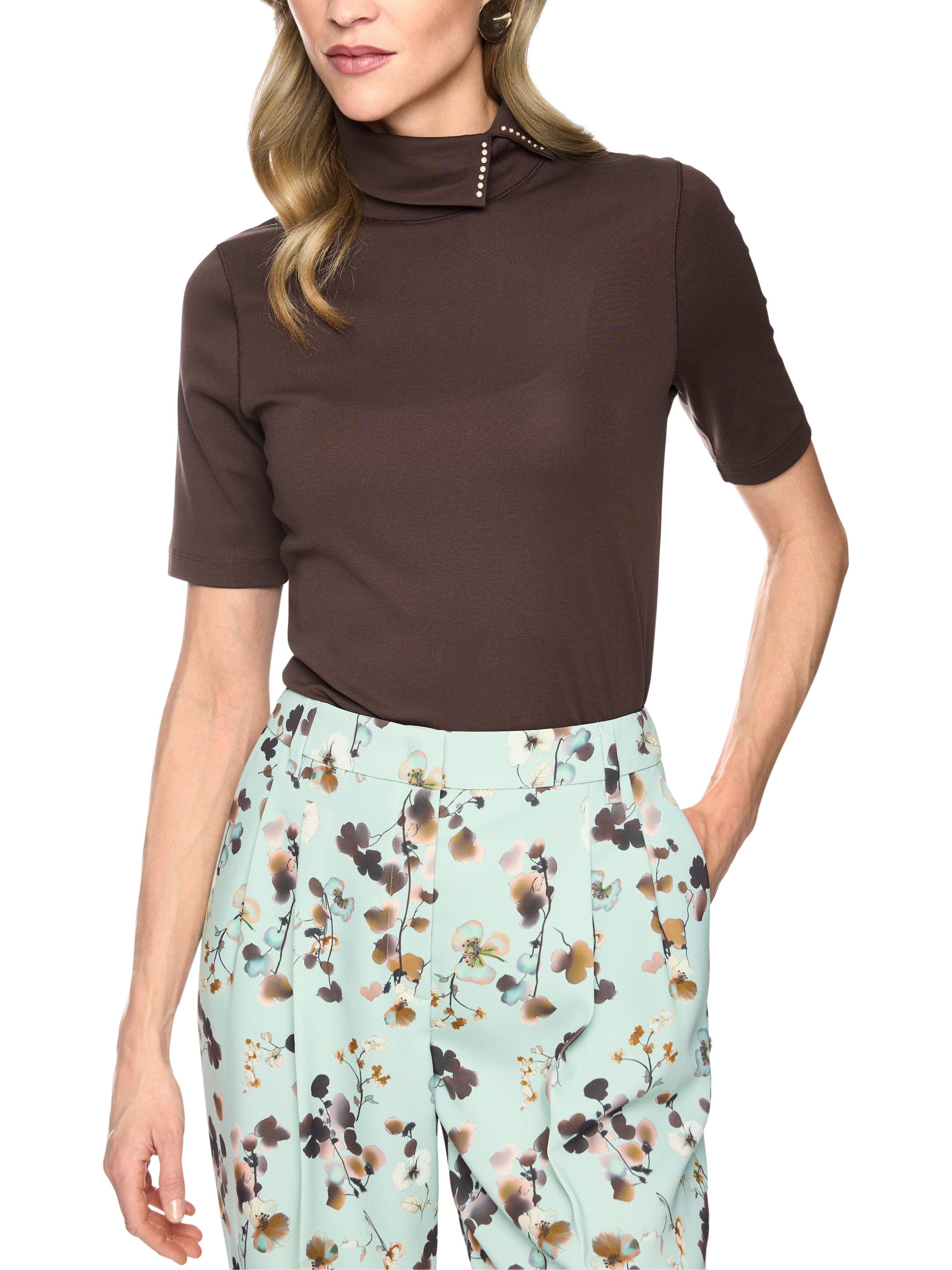 Marc Cain Stehkragenshirt Fading Flowers Premium Damenmode