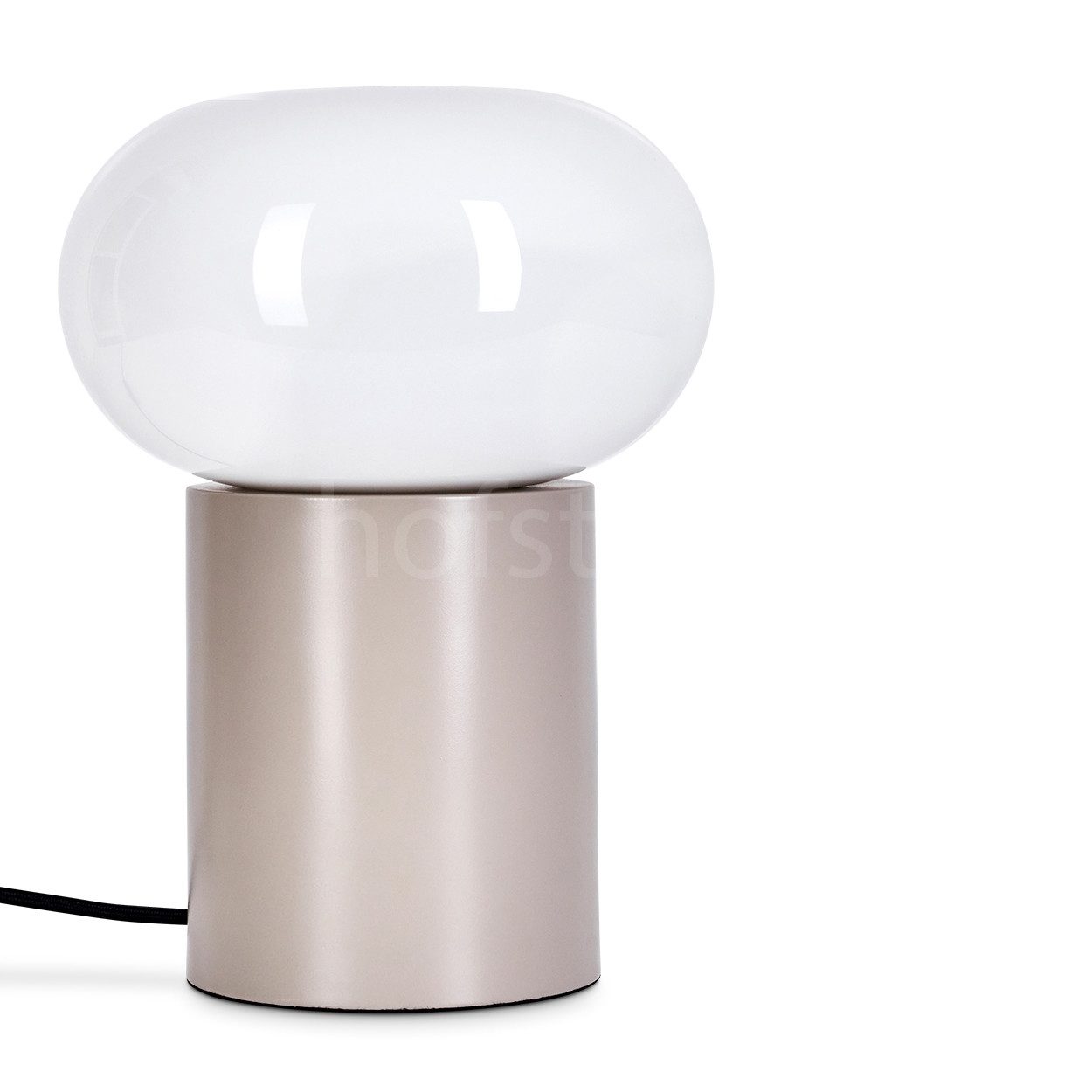 hofstein Tischleuchte moderne Nachttischlampe aus Metall/Glas in Taupe/Weiß, ohne Leuchtmittel, Tischlampe, Ø 20cm, mit An-/Ausschalter, 1xE27, ohne Leuchtmittel