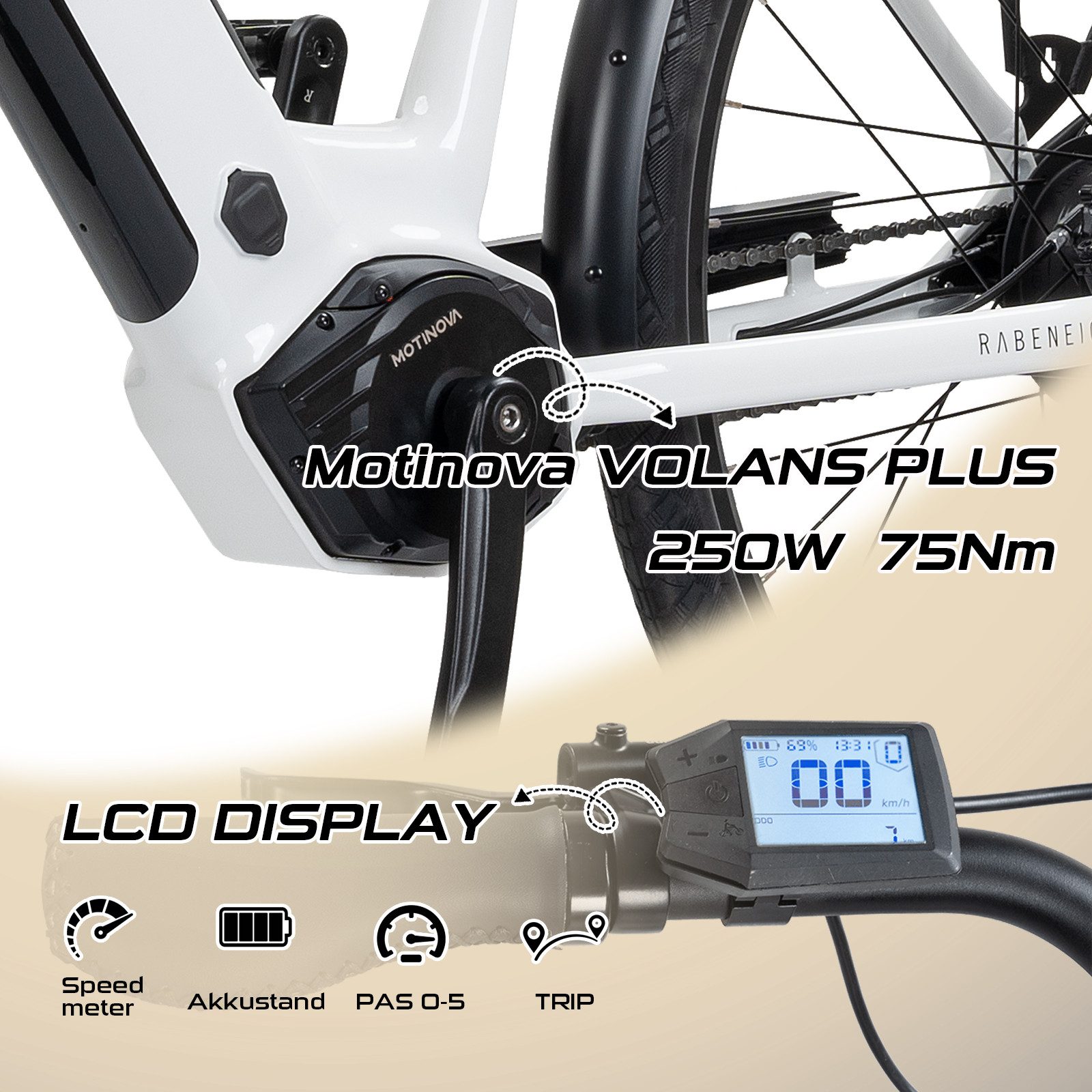 Rabeneick E-Bike Cityrad Rabeneick Comfort 28 Zoll Damen Cityrad, Enviolo Schaltung,Mittelmotor, Enviolo HD-148 Schaltwerk, Mittelmotor, 522 Wh, 522Wh Akku, stufenlos, Shimano Scheibenbremsen, MIK-Gepäckträger