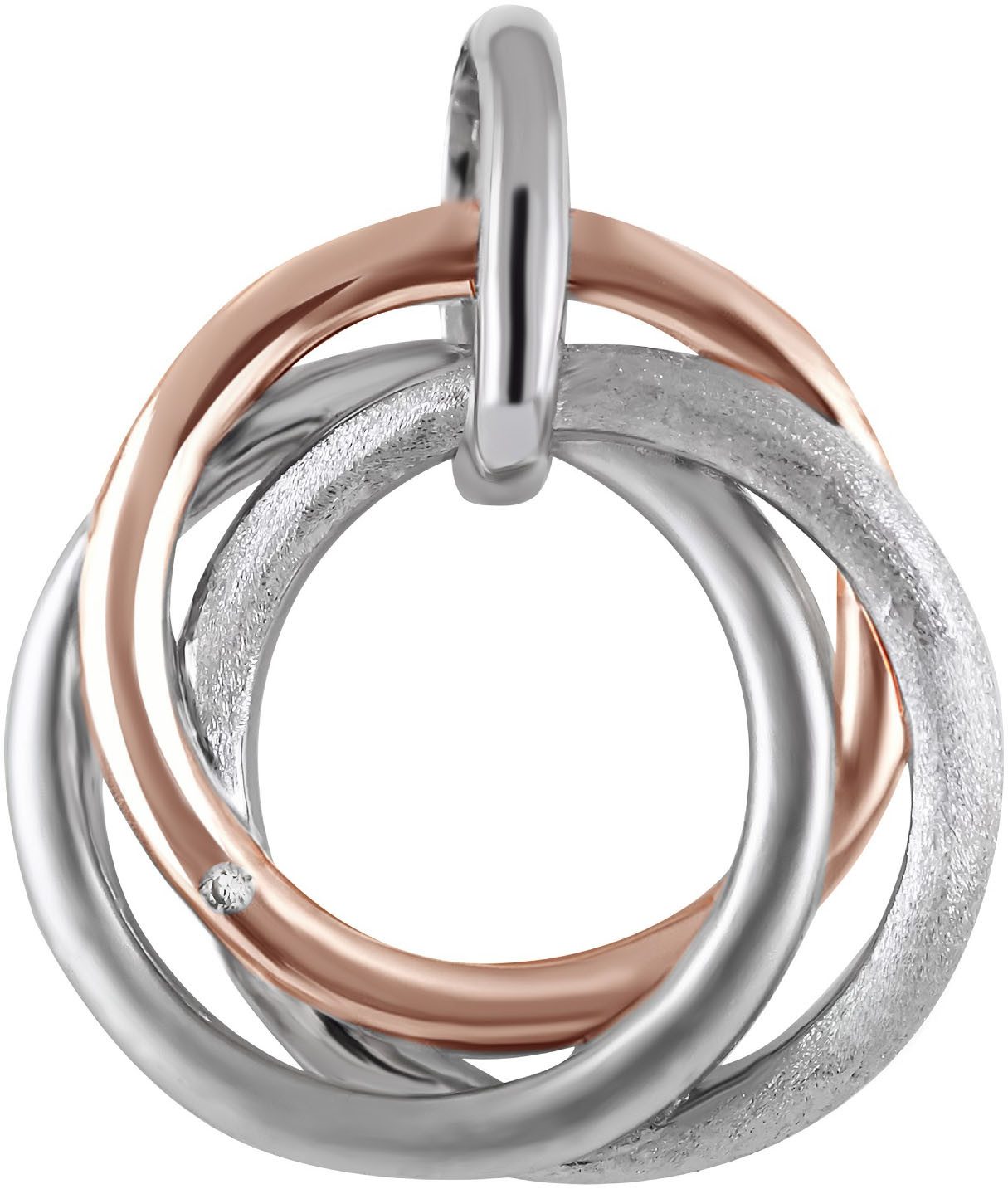 Firetti Kettenanhänger Schmuck Geschenk Silber 925 Halsschmuck Anhänger rund verschlungen, mit Zirkonia (synth)