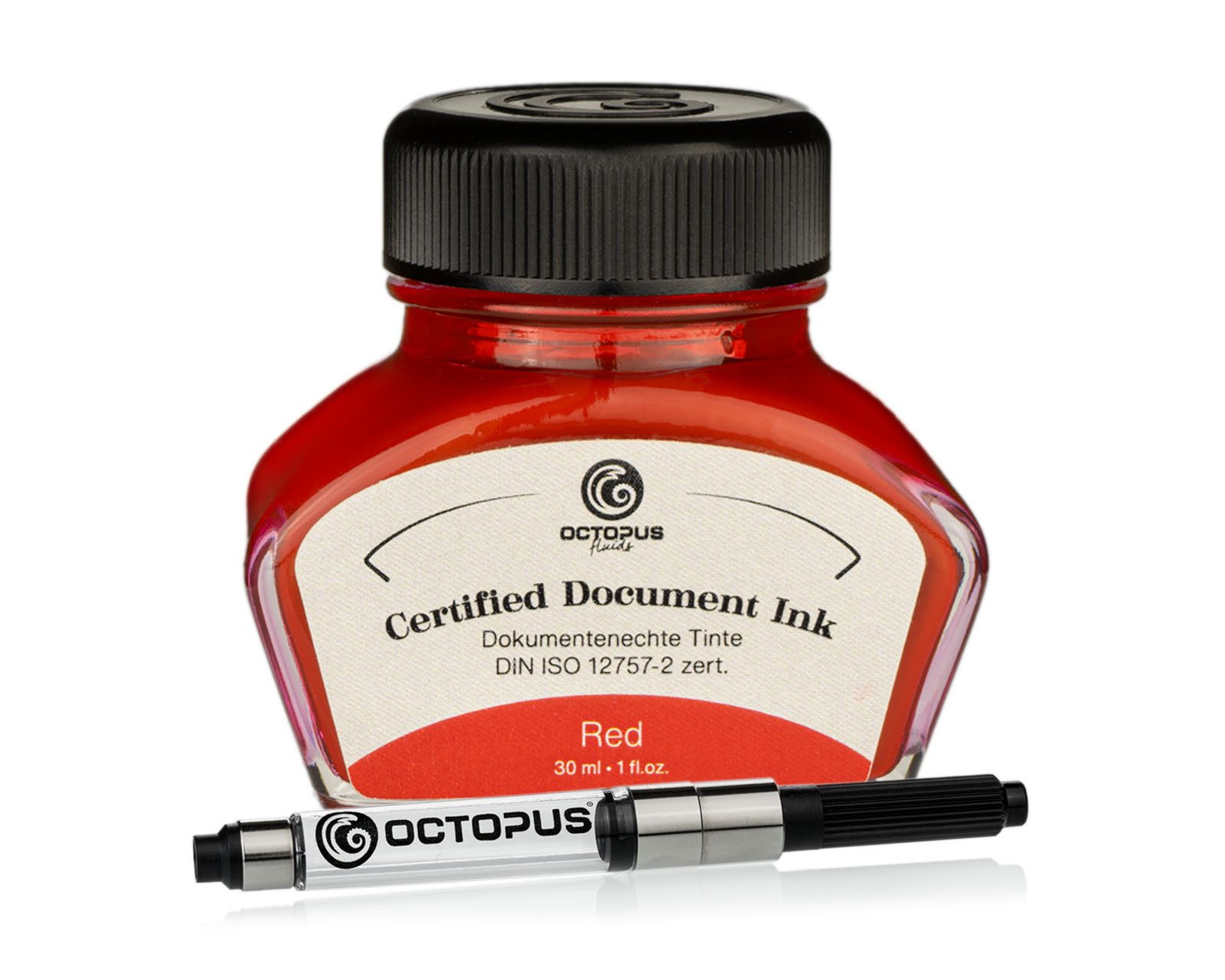 OCTOPUS Fluids Dokumentenechte Tinte Red, mit Konverter, zert. nach DIN ISO 12757-2 Tintenglas (Set, 0-tlg)