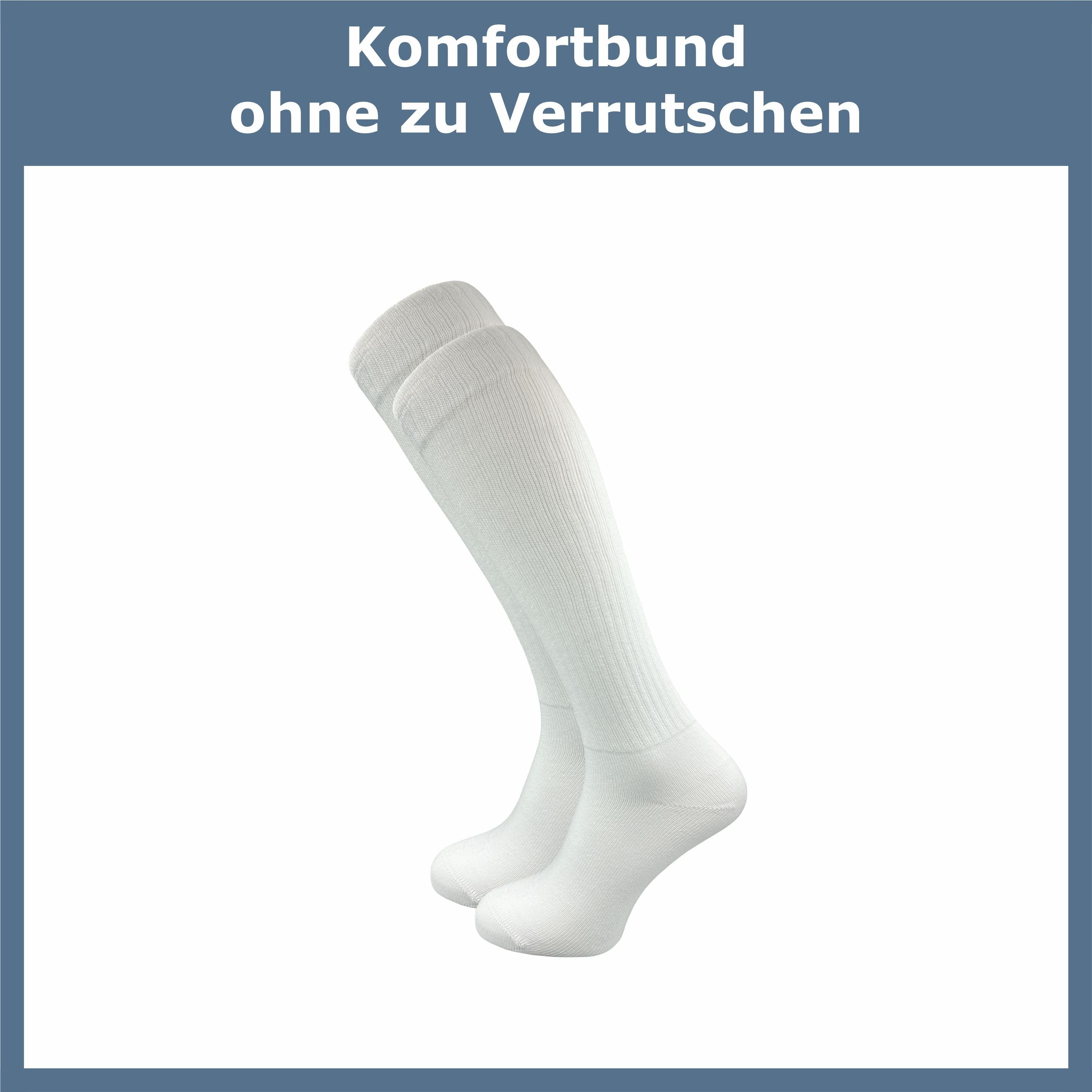 GAWILO Kniestrümpfe Retro für Damen mit stylischen Streifen, weiß & schwarz, aus Baumwolle (2 Paar) Knielange Socken im sportlichen Look - auch zum Wandern geeignet