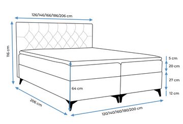 Furnix Boxspringbett JULLIE 129-200x200 mit Topper Bettkaste Farbe/Größe Auswahl, mit Topper