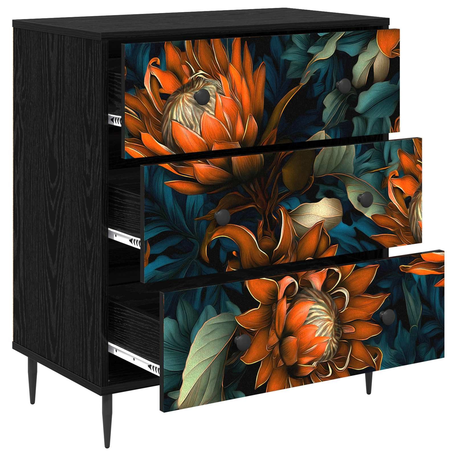 vidaXL Schranksystem Kommode LOCHEM Orangenmuster 66 x 36,5 x 76 cm Holzwerkstoff (1-St)