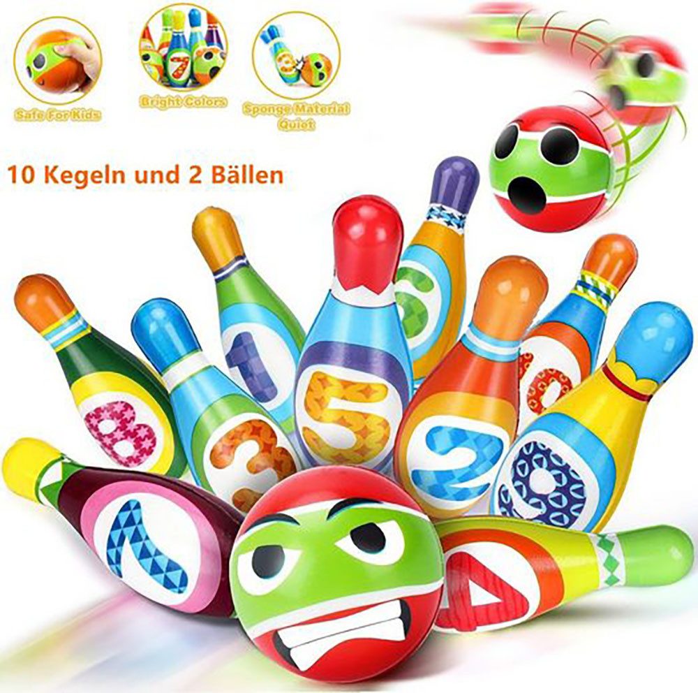 Fivejoy Lernspielzeug Kegelspiel für Kinder,Pädagogisches Bowlingset,Montessori Spiele, Outdoorspielzeug,Präfektes Spielzeug für drinnen und draußen