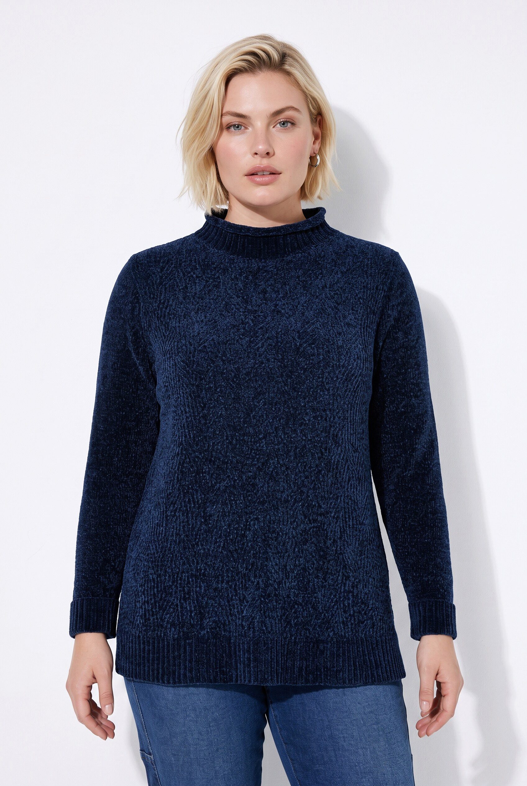 Ulla Popken Rollkragenpullover Pullover Chenille Rollkragen Langarm