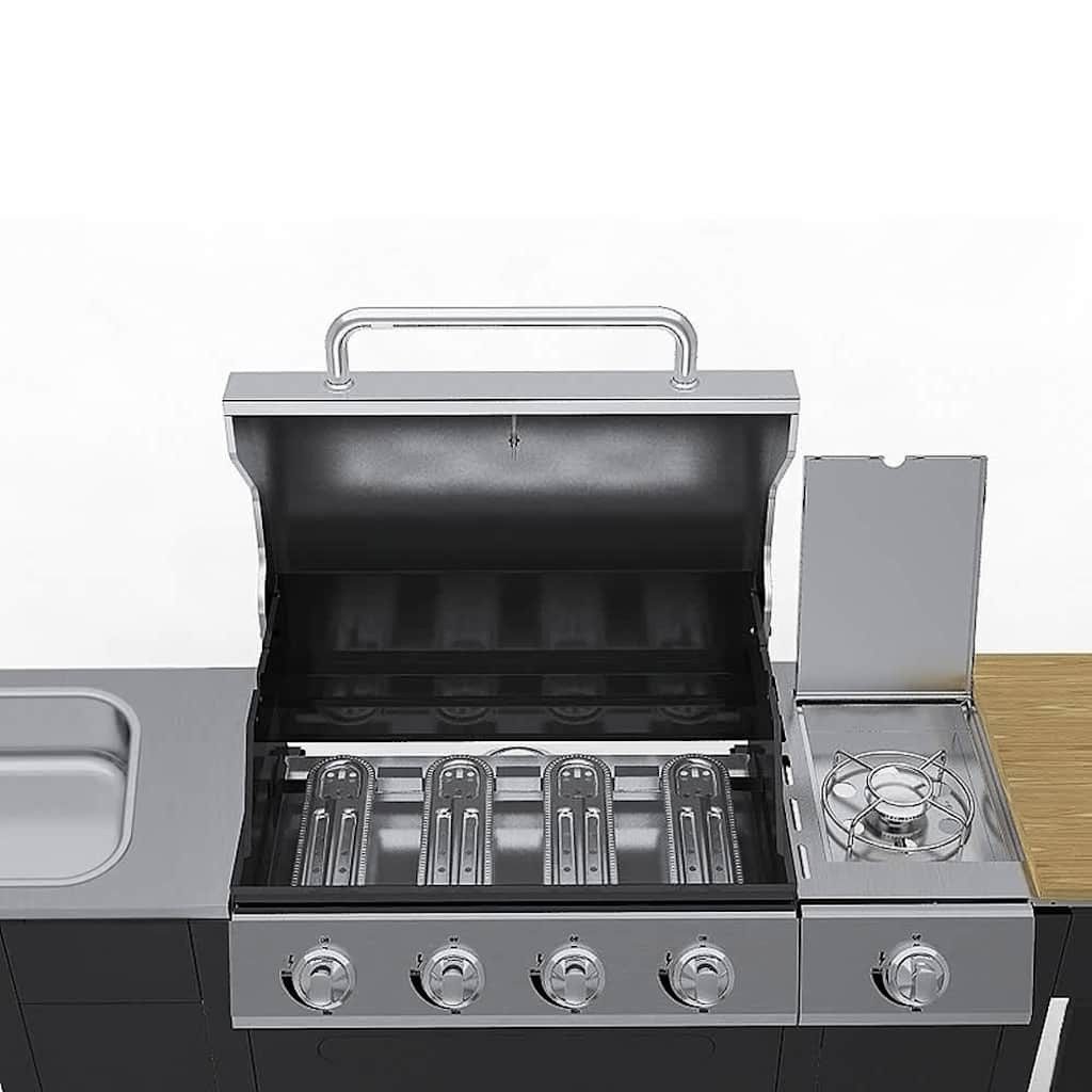 vidaXL Gasgrill Gasgrill mit 4+1 Flammen Schwarz