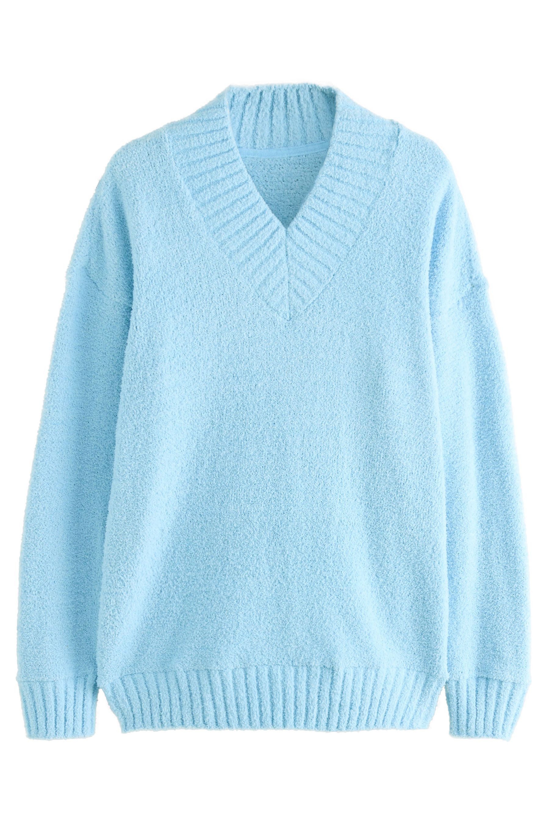 Next Strickpullover Flauschiges Teddy-Sweatshirt mit V-Ausschnitt (1-tlg) günstig online kaufen