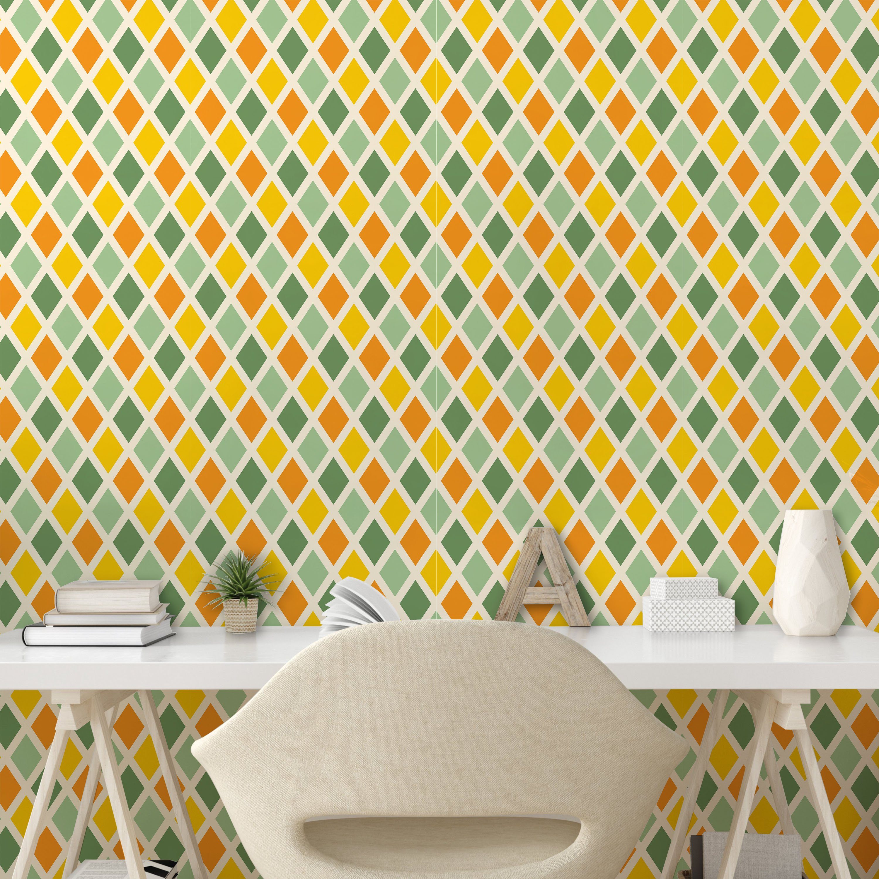 Abakuhaus Vinyltapete selbstklebendes Wohnzimmer Küchenakzent, gestreiftes Checkered Retro Klassische