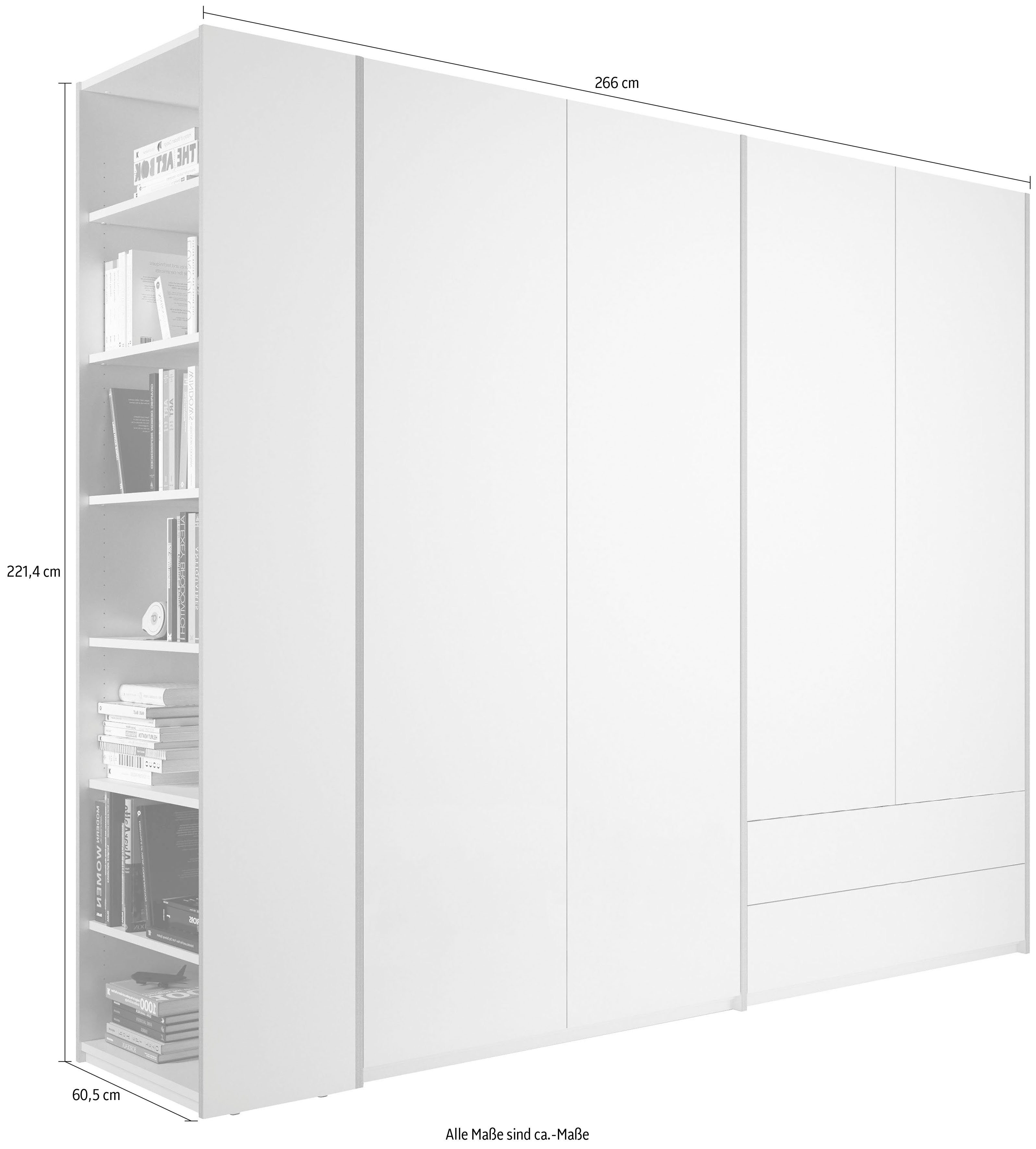 weiß/birke Drehtürenschrank Plus Variante weiß/birke 2 Schubladen, | montierbar oder LIVING Anbauregal wahlweise rechts links Modular SMALL Müller 8