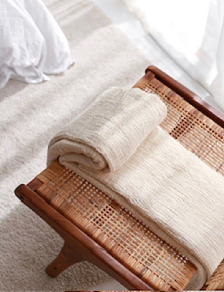 Wohndecke Bio-Musselin Wohn/Tagesdecke in Natur Beige
