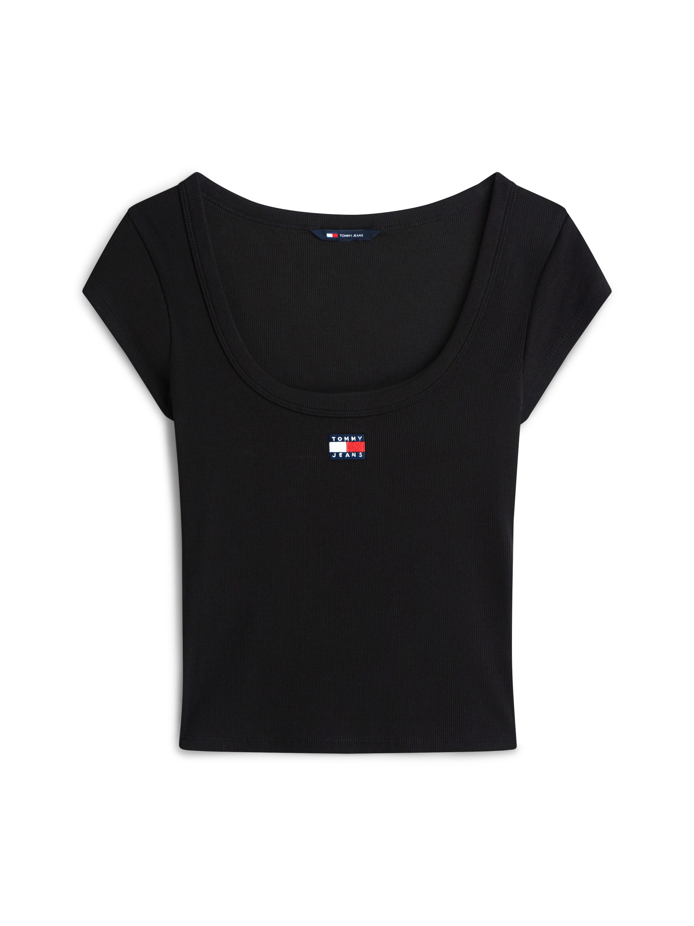 Tommy Jeans Kurzarmshirt TJW SLIM RIB BADGE TEE EXT Baumwollmischung, slim fit, in gerippter Struktur – Bild 5 von 5