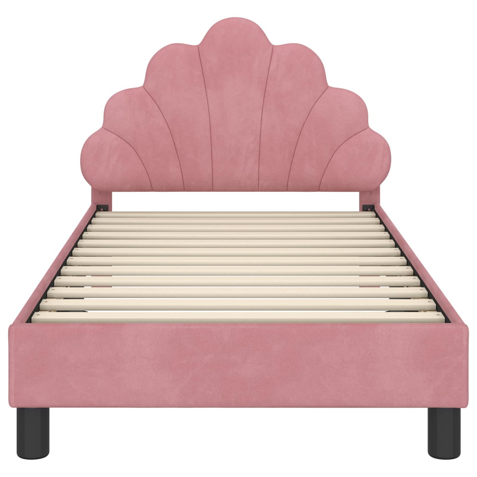 vidaXL Bett Kinderbettgestell mit Kopfteil Rosa 80 x 160 cm Samt (1-tlg) – Bild 5 von 5
