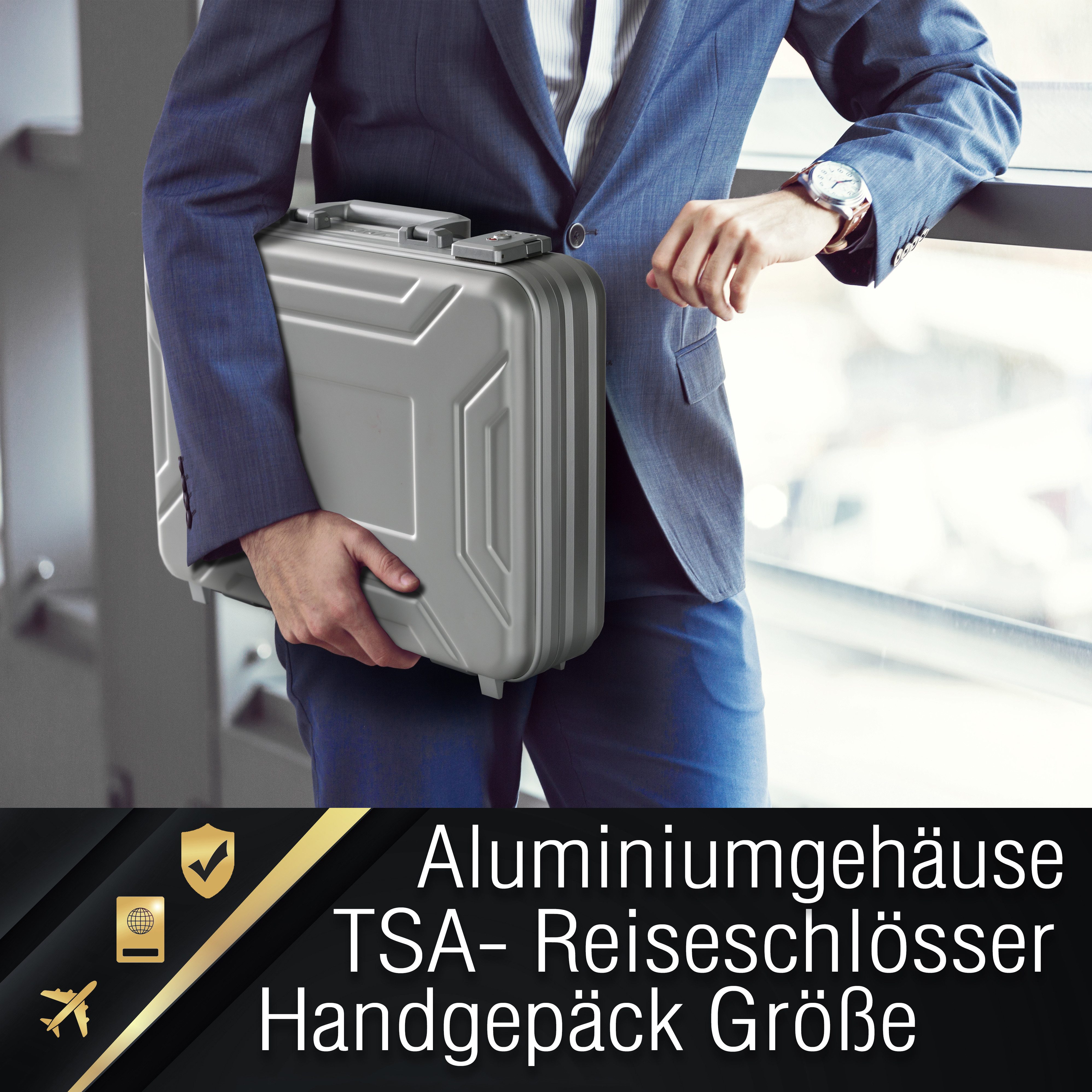 YPC Business-Koffer EliteGuard, Voll- Aluminium Koffer 420x350x115 mm