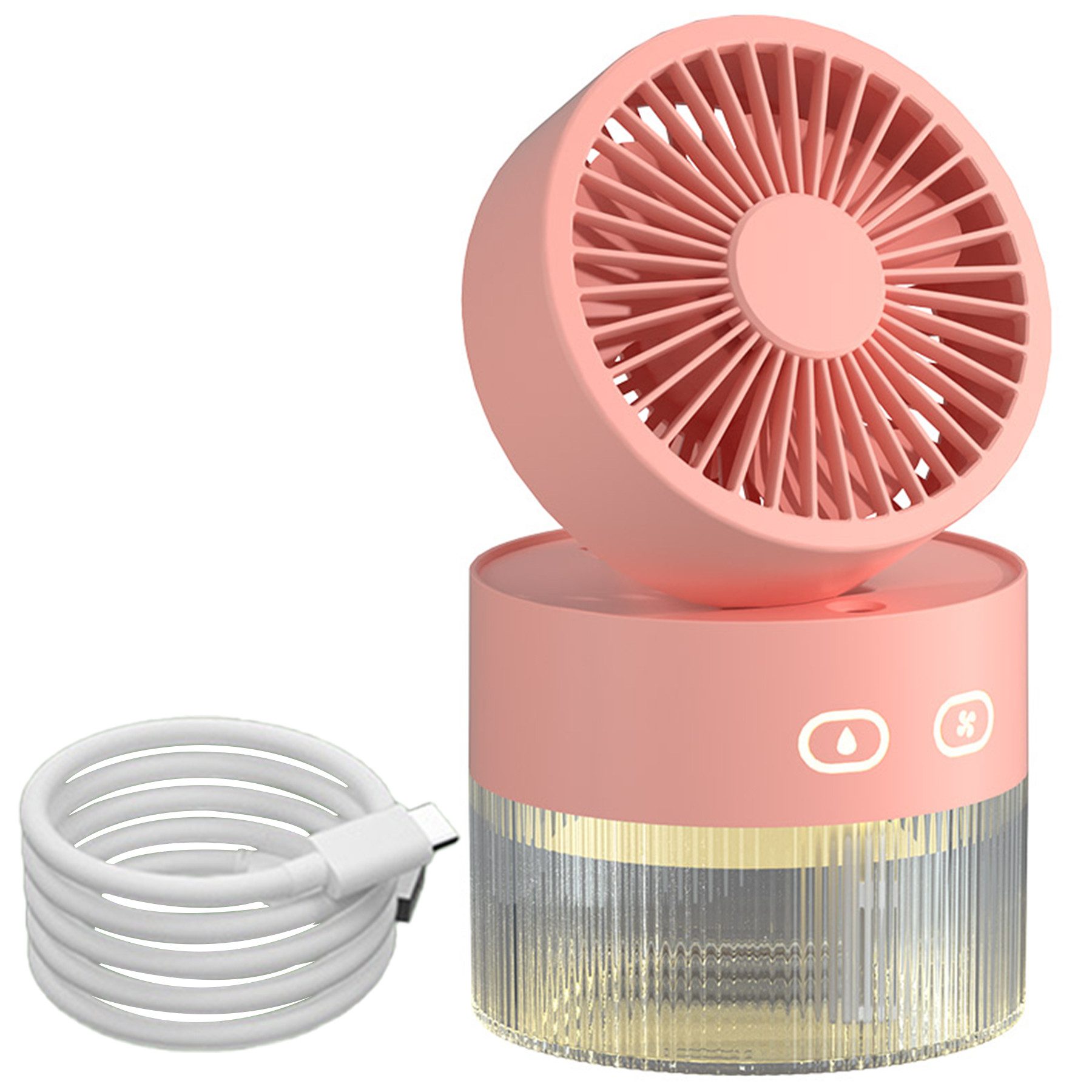 Tischventilator Tragbarer Handventilator mit Wassernebel,1500mAh Mini Ventilator USB