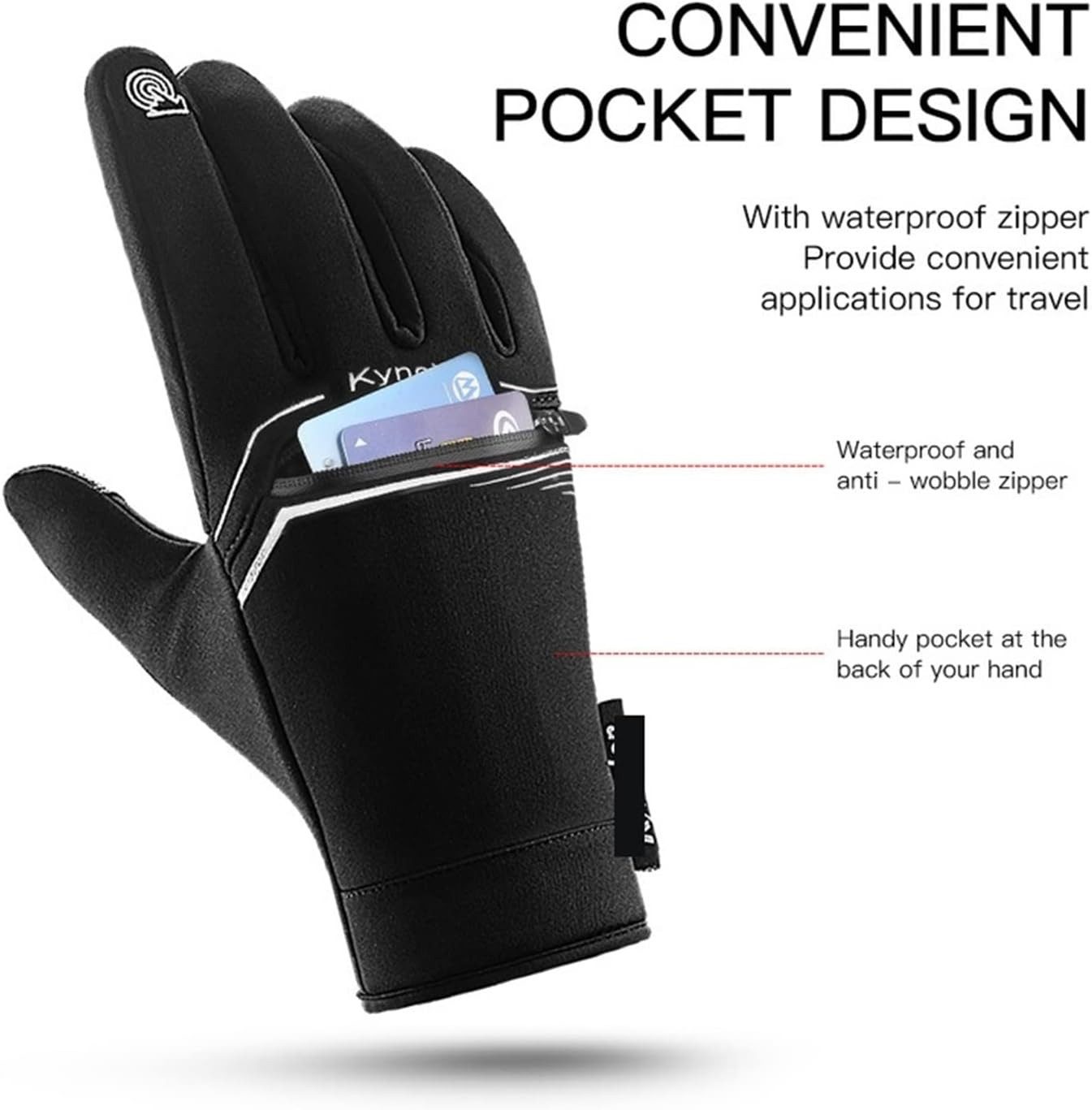LA CUTE Multisporthandschuhe Fahrradhandschuhe Winter Herren Damen Wasserdicht Winddicht (Outdoor-Sporthandschuhe für Herren & Damen – warm, robust & rutschfest, Touchscreen-Winterhandschuhe Kartentasche winddicht atmungsaktiv) Winddichte, wasserdichte Winterhandschuhe Touchscreen Kartentasche