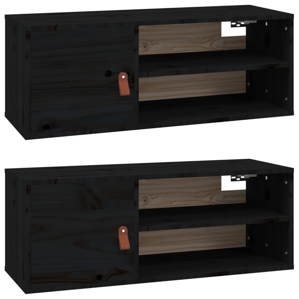 vidaXL Regal Wandschränke 2 Stk. Schwarz günstig online kaufen