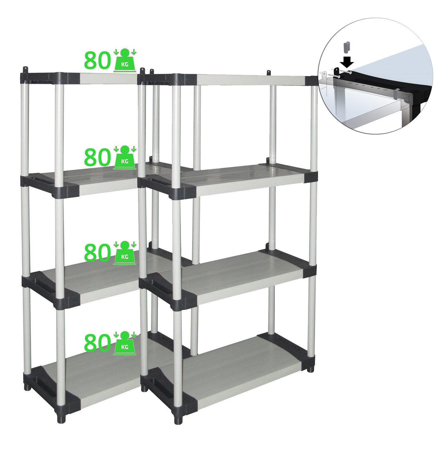 Kreher Schwerlastregal Set: 2 x Schwerlastregal Armadio mit 4 Ebenen günstig online kaufen