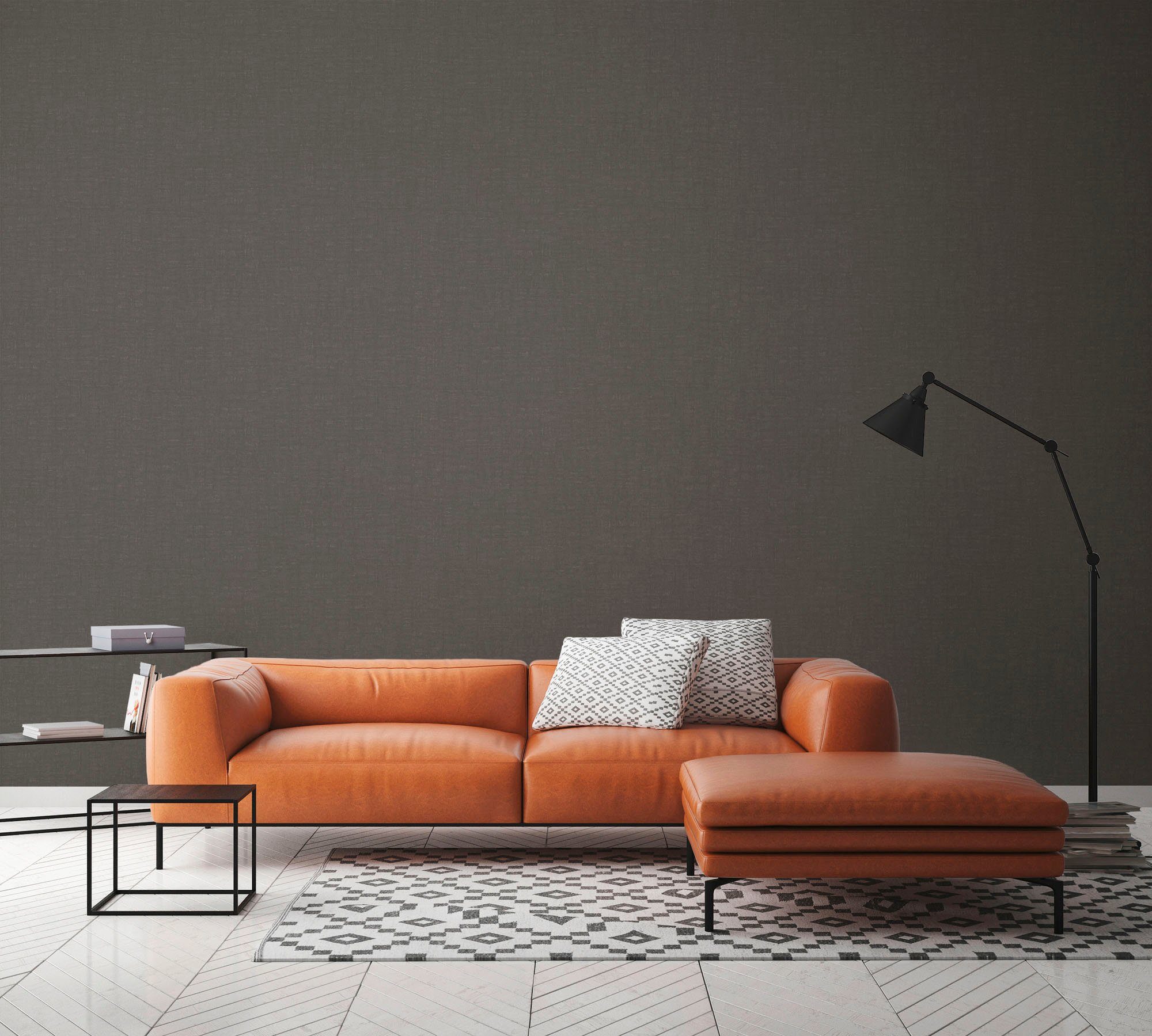 Livingwalls Tapete Uni Grau und Braun 53 cm x 10,05 m AS-387454 günstig online kaufen