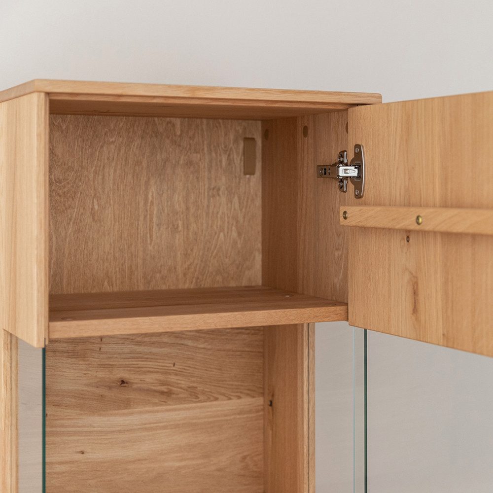 Lomadox Hängevitrine TIVAT-163 Eiche massiv geölt, 43 cm breit, inkl. LED-Beleuchtung