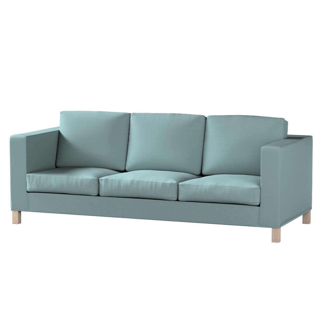 Sofahusse Karlanda 3-Sitzer Sofa nicht ausklappbar kurz, Cotton Panama, Dekoria eucalyptus grün