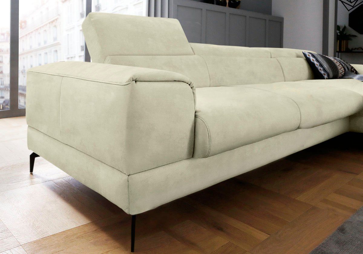 343cm Ecksofa wahlweise Breite mit W.SCHILLIG Kopfteilverstellung, Sitztiefenverstellung, piedroo,