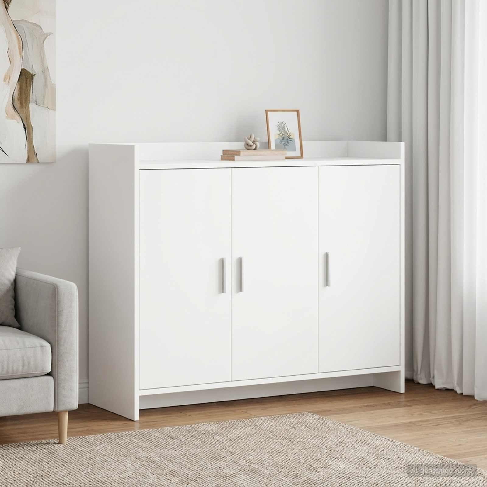 vidaXL Sideboard Sideboard Weiß 98,5 x 33 x 80 cm Holzwerkstoff (1 St)