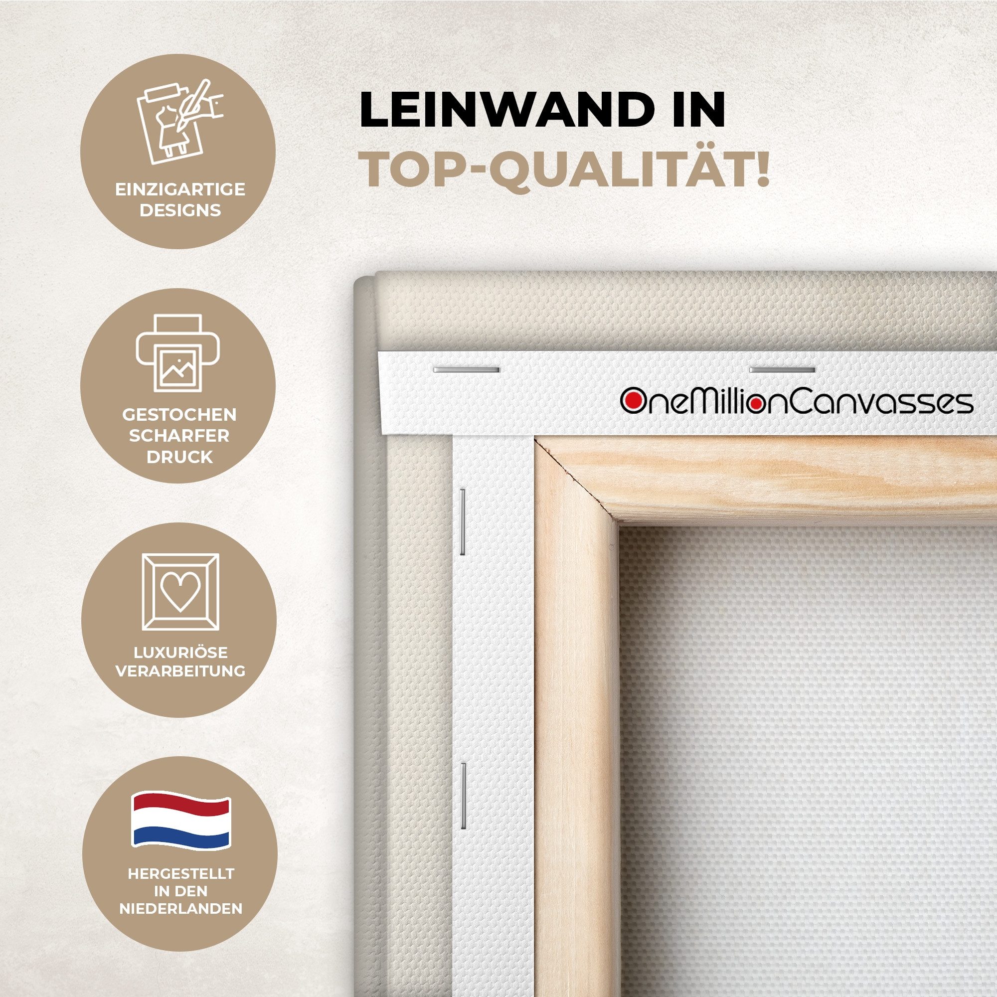 OneMillionCanvasses® Leinwandbild Panorama Japandi - Bambus - Beige, Fotodruck (1 St), Wandbild, Deko Schlafzimmer Wohnzimmer Flur 40x20 cm