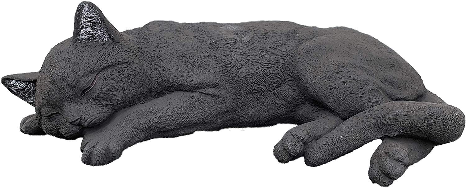 Stone and Style Gartenfigur Frostfeste Steinfigur große Katze schlafend schwarz
