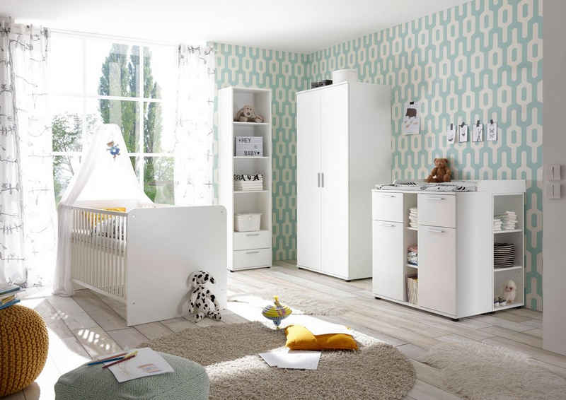 Begabino Babyzimmer-Komplettset Bibo, (Set, 3-St., Bett, Wickelkommode, Schrank), Bett + Wickelkommode + 2-trg. Schrank