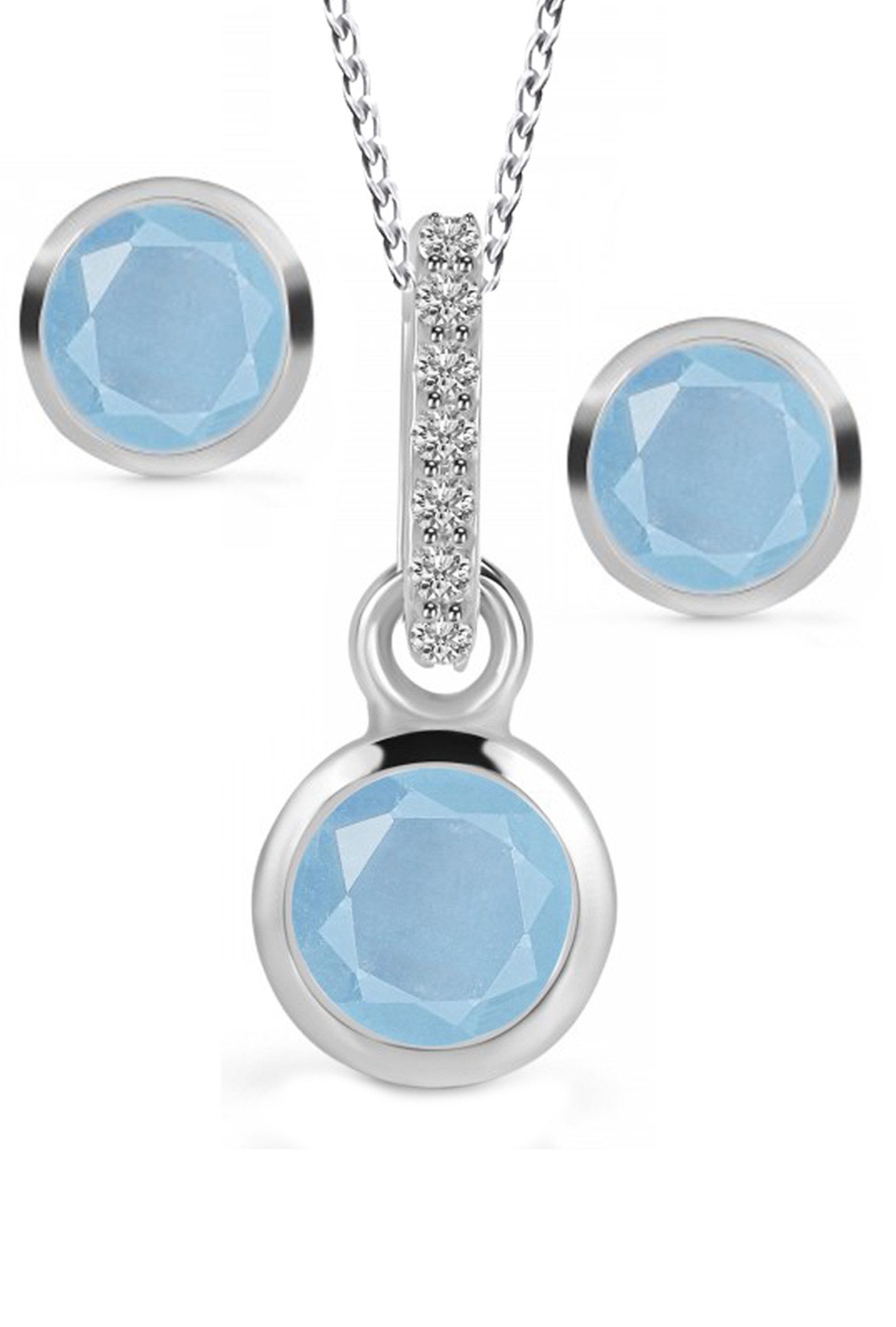 Limana Schmuckset echter Aquamarin u. Topas günstig online kaufen