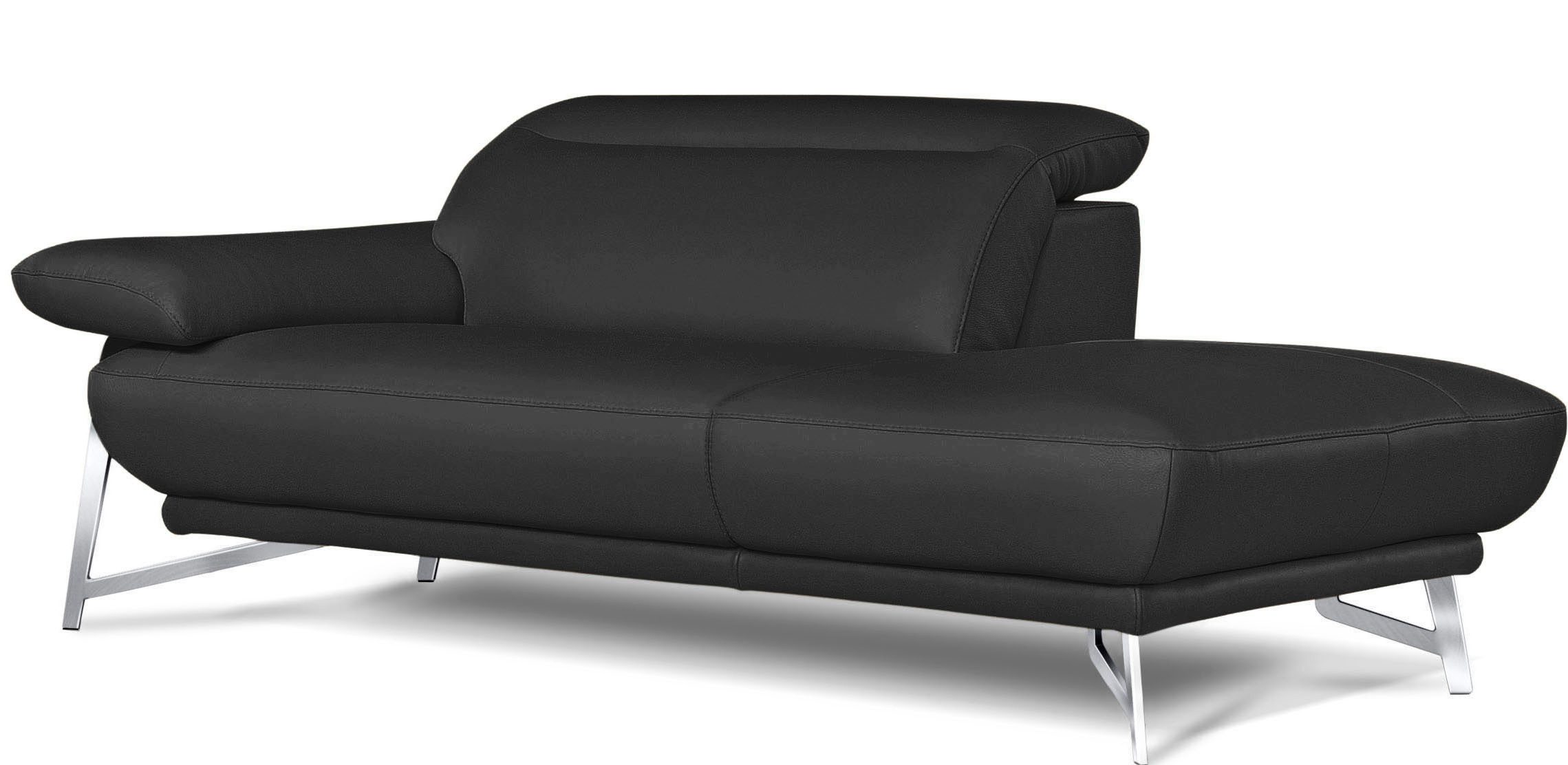 Egoitaliano Ottomane Anais, erstklassiges Designsofa, Breite 179 cm, Fußfarbe chrom, Kopfteil verstellbar, Leder BULL, schwarz