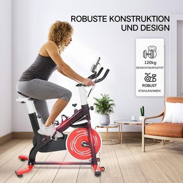 TLGREEN Heimtrainer Fahrrad, Indoor Fitnessbike, 8KG Schwungrad, Bis 120kg Belastbar, ‎Einstellbare Widerstandsstufe, LCD-Display, einstellbar, Bodenschutz