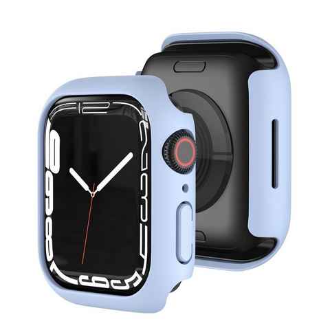 Wigento Smartwatch-Hülle Für Apple Watch Serie 9 8 7 45mm Schock TPU Silikon Hülle Hell Blau