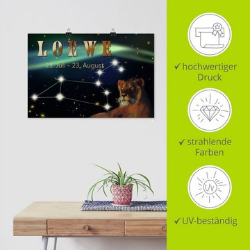 Artland Wandbild Sternzeichen - Löwe, Bilder von Sternzeichen (1 St), als Leinwandbild, Poster, Wandaufkleber in verschied. Größen