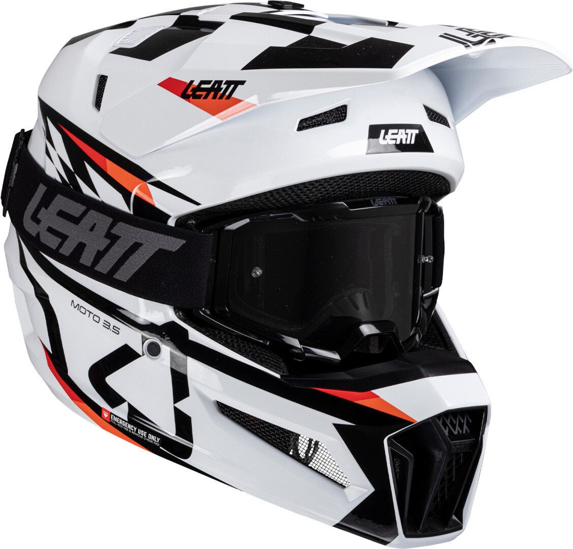 Leatt Motocrosshelm 3.5 Sharp Motocross Helm mit Brille, Notfallsystem-Polsterung (EQRS)