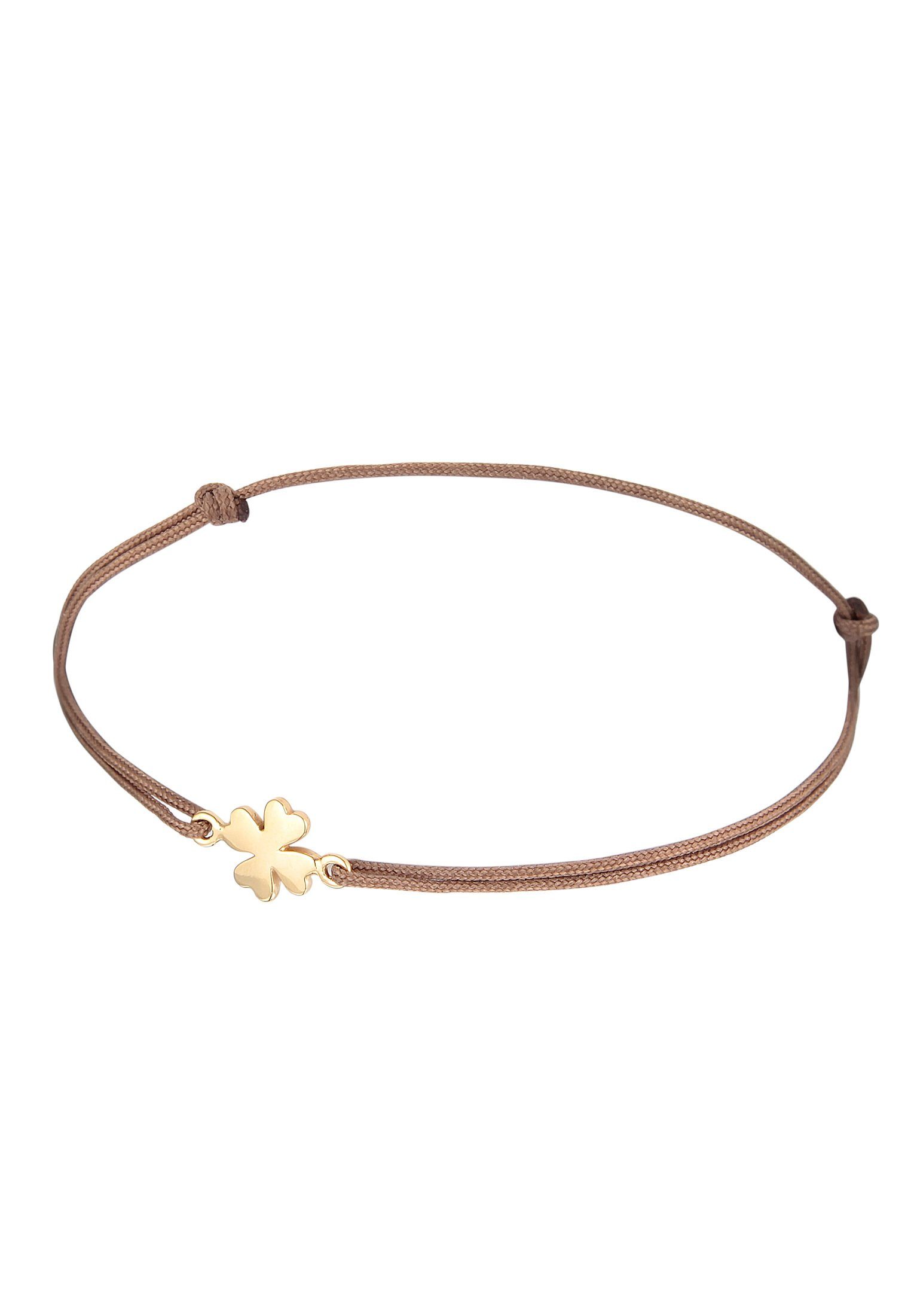 Elli Armband Kleeblatt Textilarmband 925 Silber vergoldet (kein Set, 1-tlg), Glück
