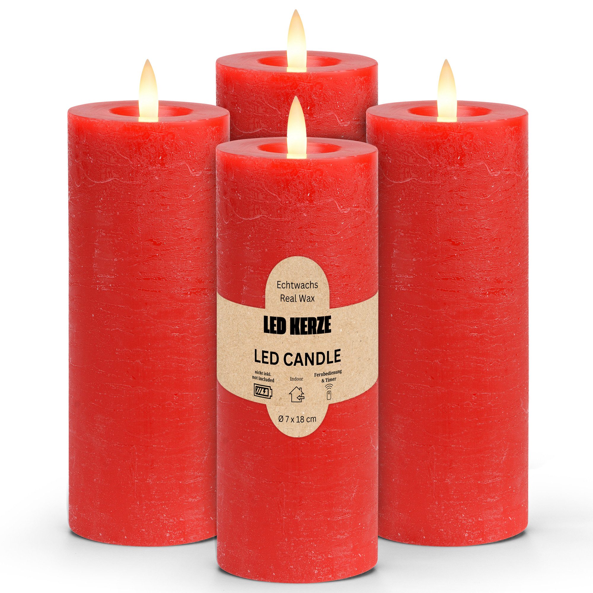 matches21 HOME & HOBBY Tafelkerze LED Stumpenkerzen 4er Set Wachs, Flackern günstig online kaufen