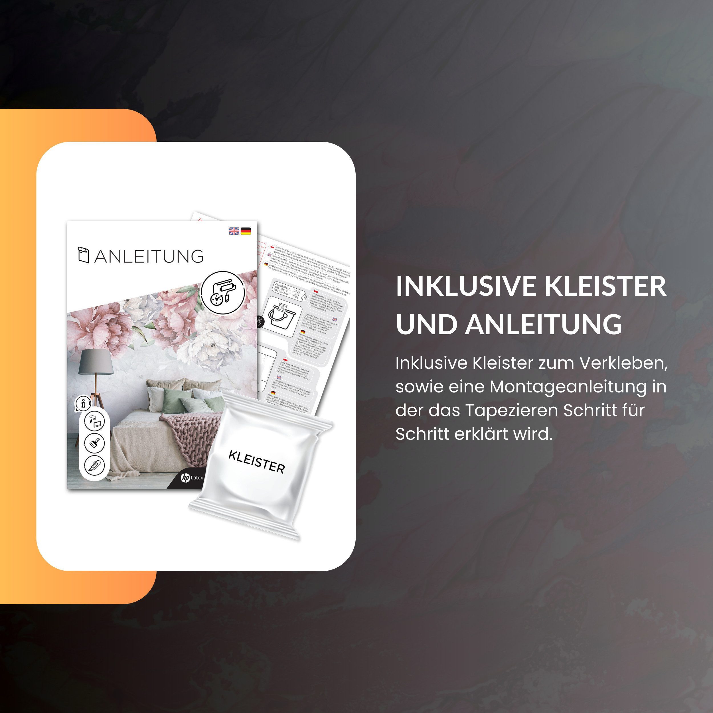 Wallarena Fototapete Blätter - Mehrfarbig - Modern - Vlies - Schlafzimmer, glatt