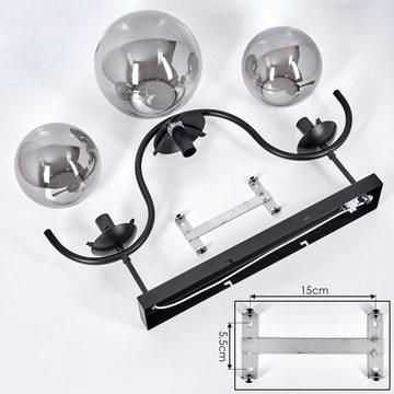 hofstein Deckenleuchte »Conca« moderne Deckenlampe aus Metall/Glas in Schwarz/Rauchfarben, ohne Leuchtmittel, Leuchte im modernen Design mit Schirmen aus Rauchglas, 3xE14