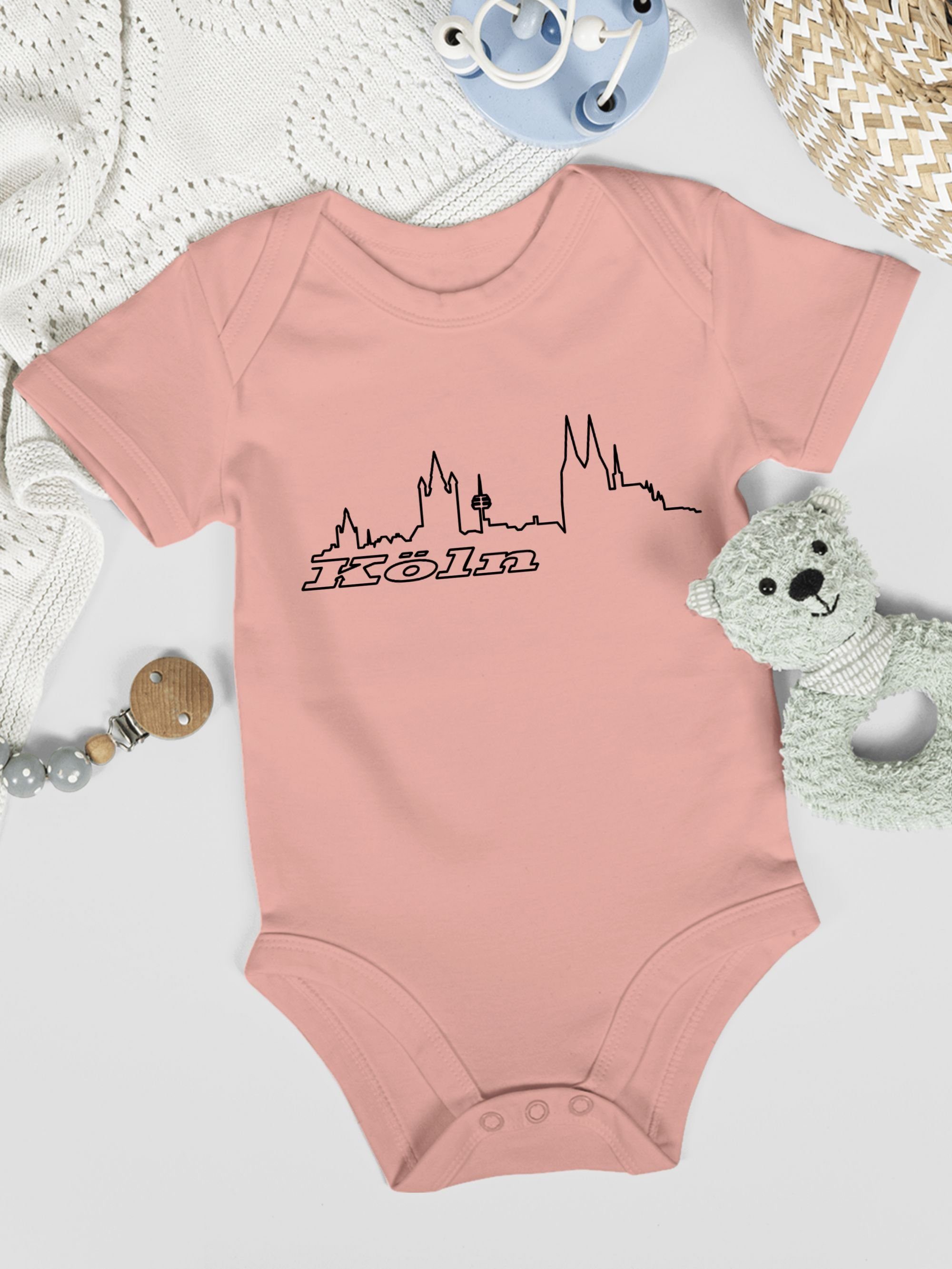 3 Wappen Länder Baby Skyline Babyrosa Shirtbody Shirtracer Köln