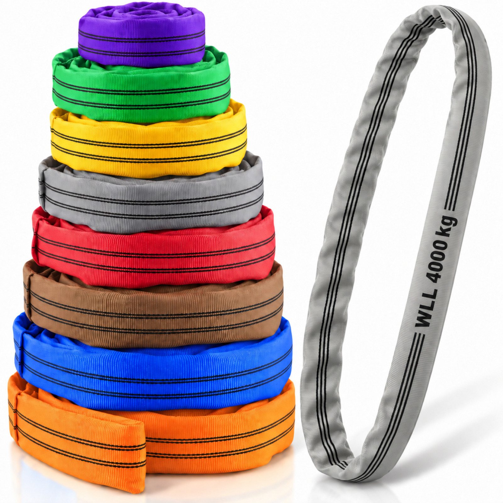 TRUTZHOLM Hebeband 4000 kg, 2 m Umfang, 1 m Nutzlänge, grau, Polyester-Hebeschlinge (1-tlg), abriebfest, UV-beständig, oberflächenschonend, flexibel