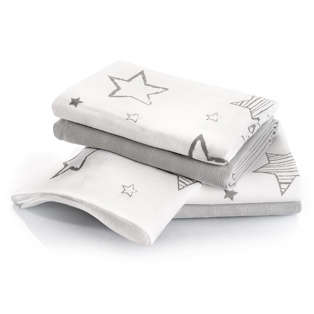 Makian Stoffwindeln »Sterne - Weiß Grau«, 4 Stück Mulltücher Spucktücher 70  x 70 cm Mullwindeln - doppelt gewebt mit verstärkter Umrandung,  maschinenwaschbar bis 60° C online kaufen | OTTO