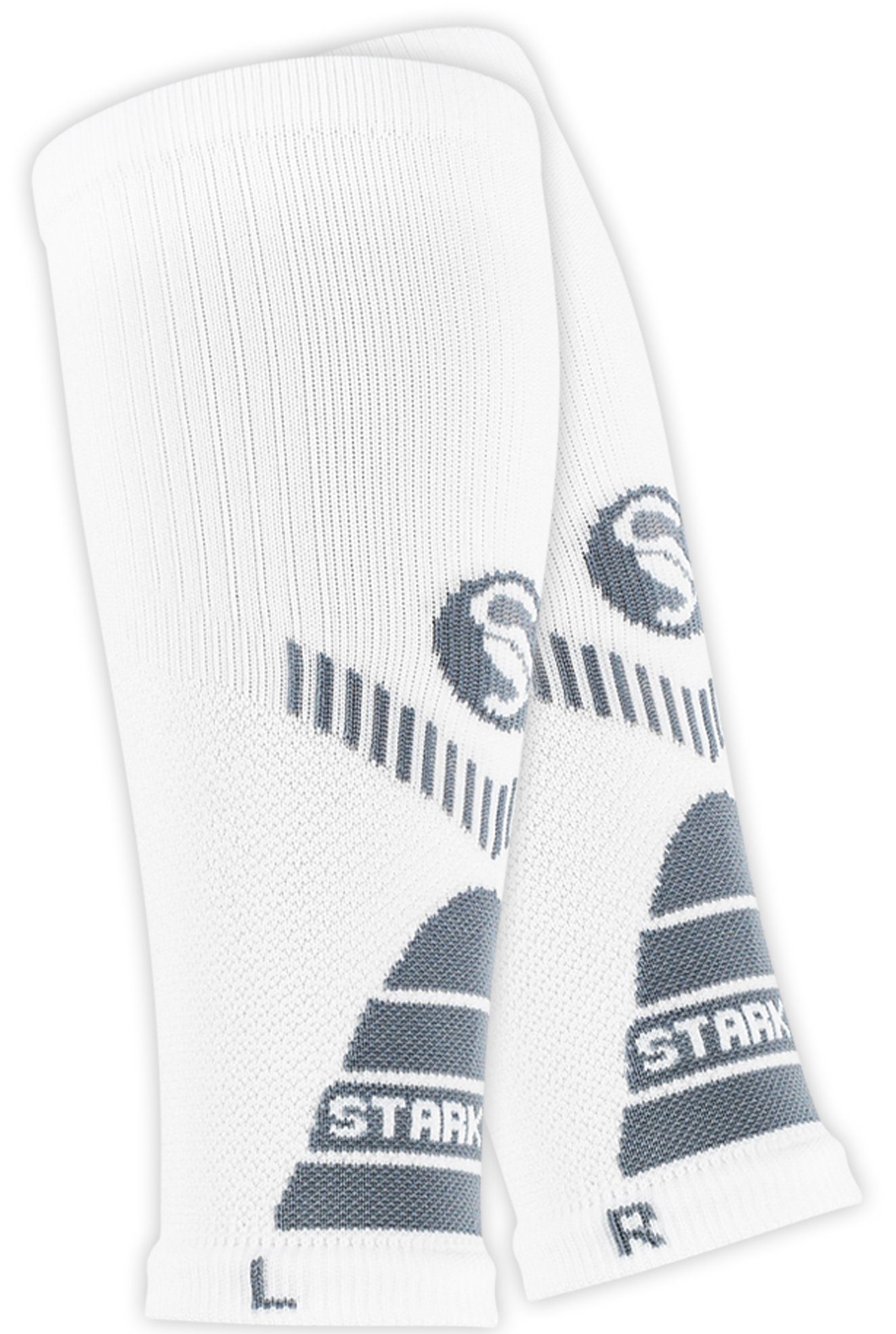 Stark Soul® Laufsocken Sport Waden-Kompressionsstrümpfe ohne Fuß, für Damen und Herren 2 Paar Weiss