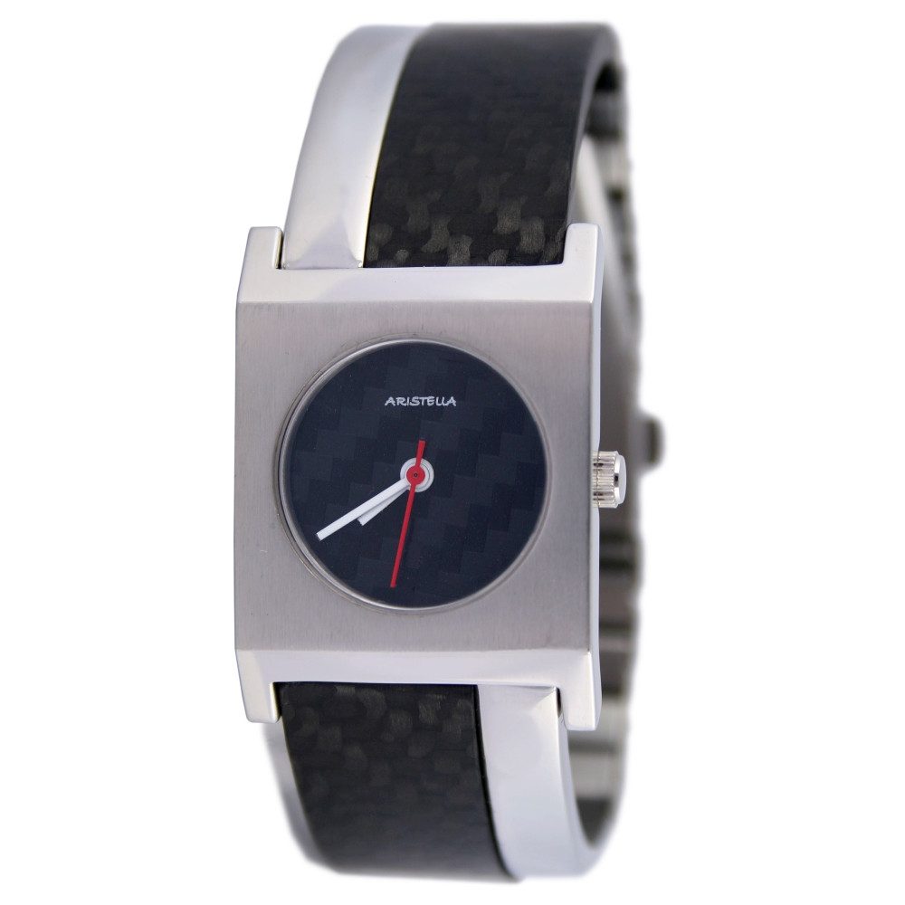 ARISTO Quarzuhr 48014, Aristelle - Damenuhr mit Carbon-Uhrband - in Schwarz/Silber, Wasserdicht bis 5 bar - edles, schlichtes Design - Made in Germany