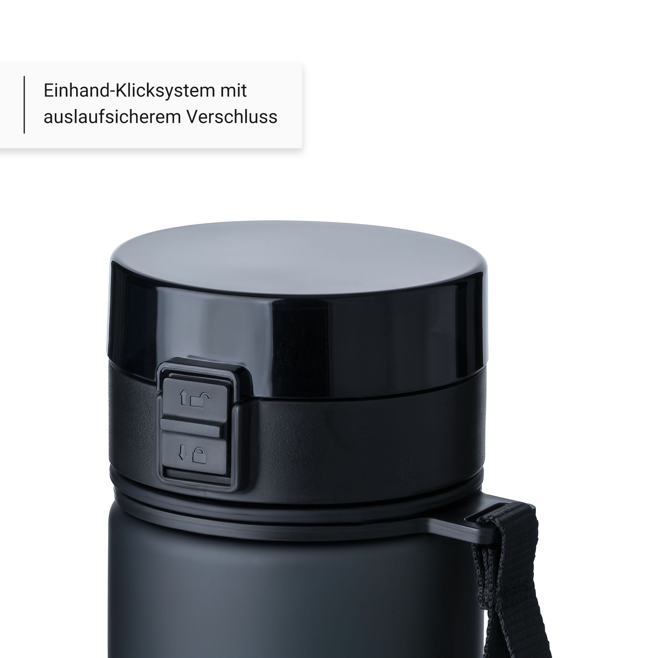 Kohlensäure Schwarz, auslaufsicher - geeignet, frei, Vinsun 1L, Trinkflasche auslaufsicher BPA und Geruchs- Geschmacksneutral, Kohlensäure, Trinkflasche